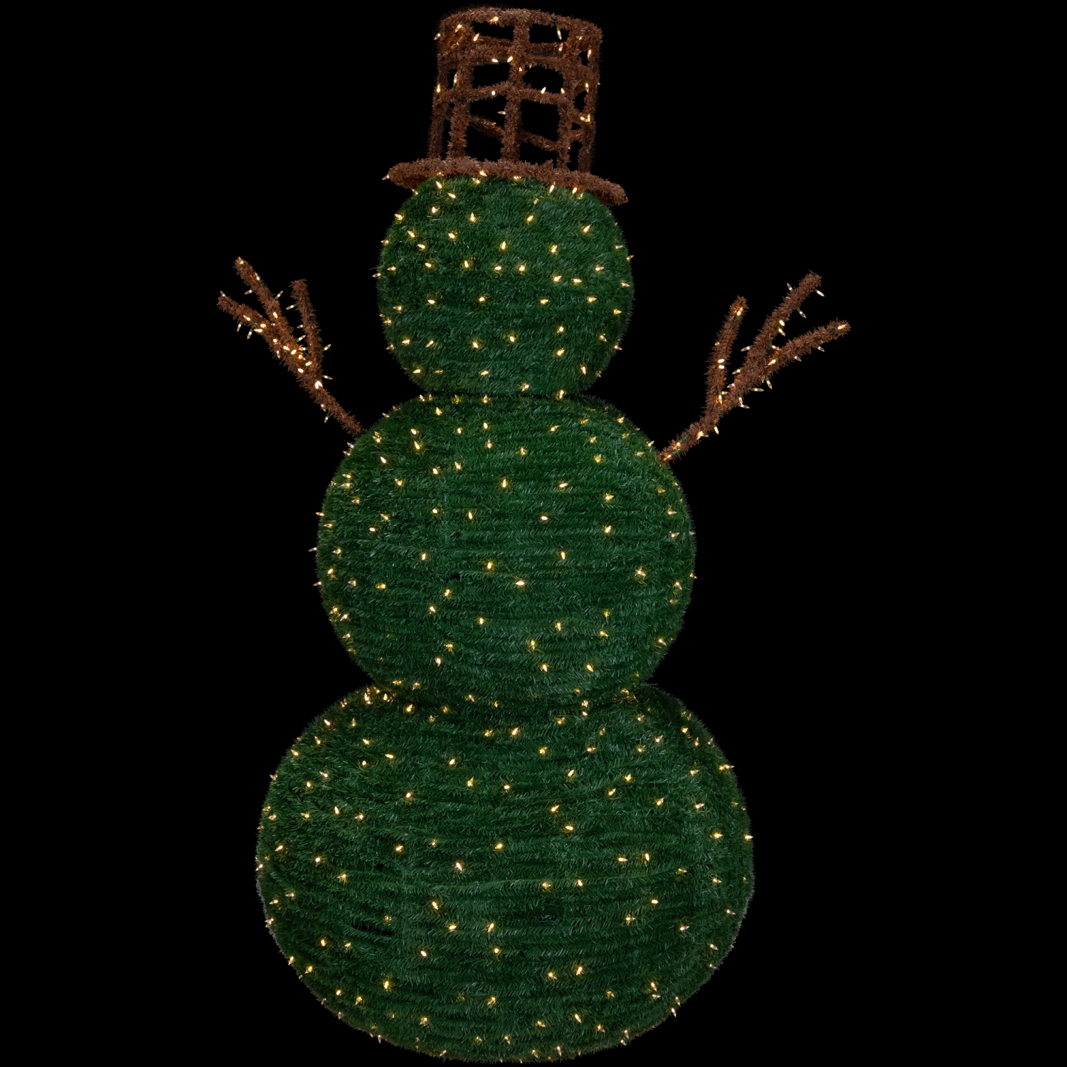 Lighted Commercial Topiary Snowman Outdoor Christmas Decoration - 6.5' - Warm White LED Lights