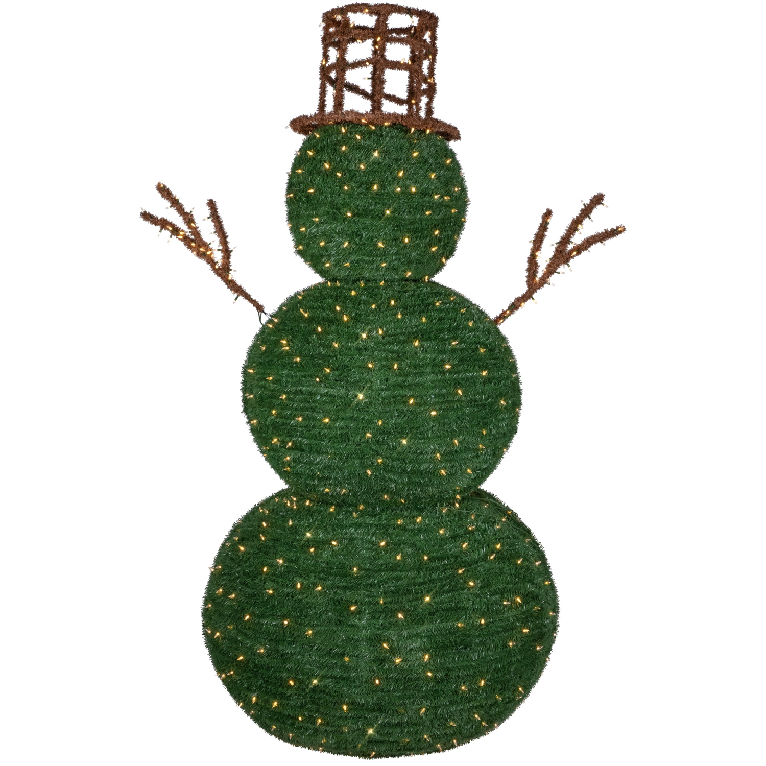 Lighted Commercial Topiary Snowman Outdoor Christmas Decoration - 6.5' - Warm White LED Lights