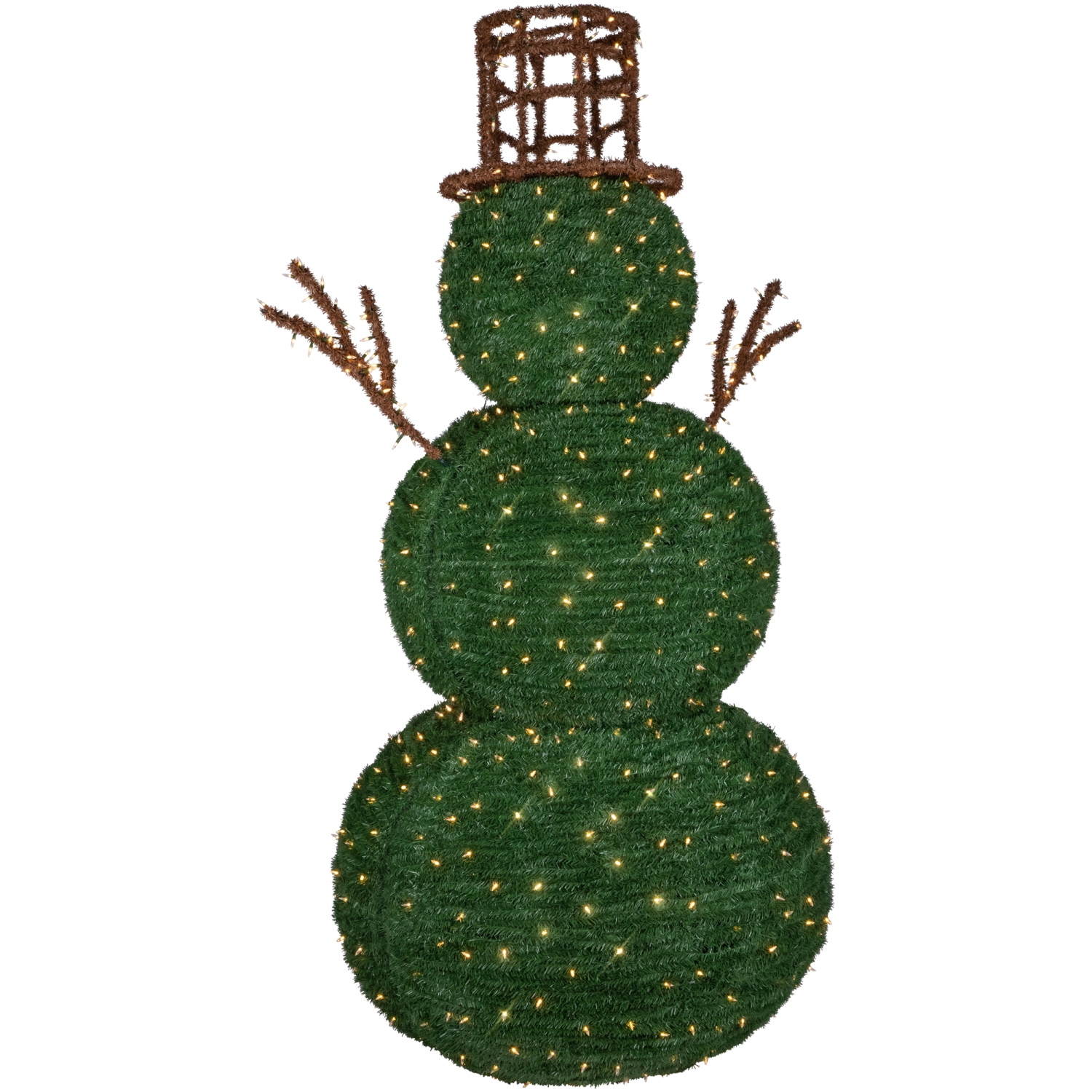 Lighted Commercial Topiary Snowman Outdoor Christmas Decoration - 6.5' - Warm White LED Lights