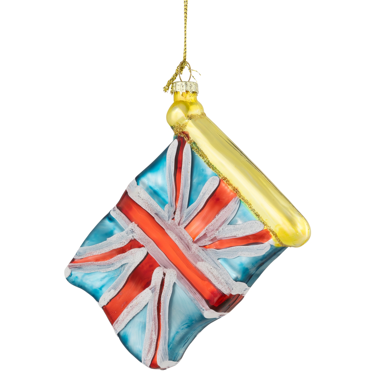 3.5" Union Jack Flag Glass Christmas Ornament