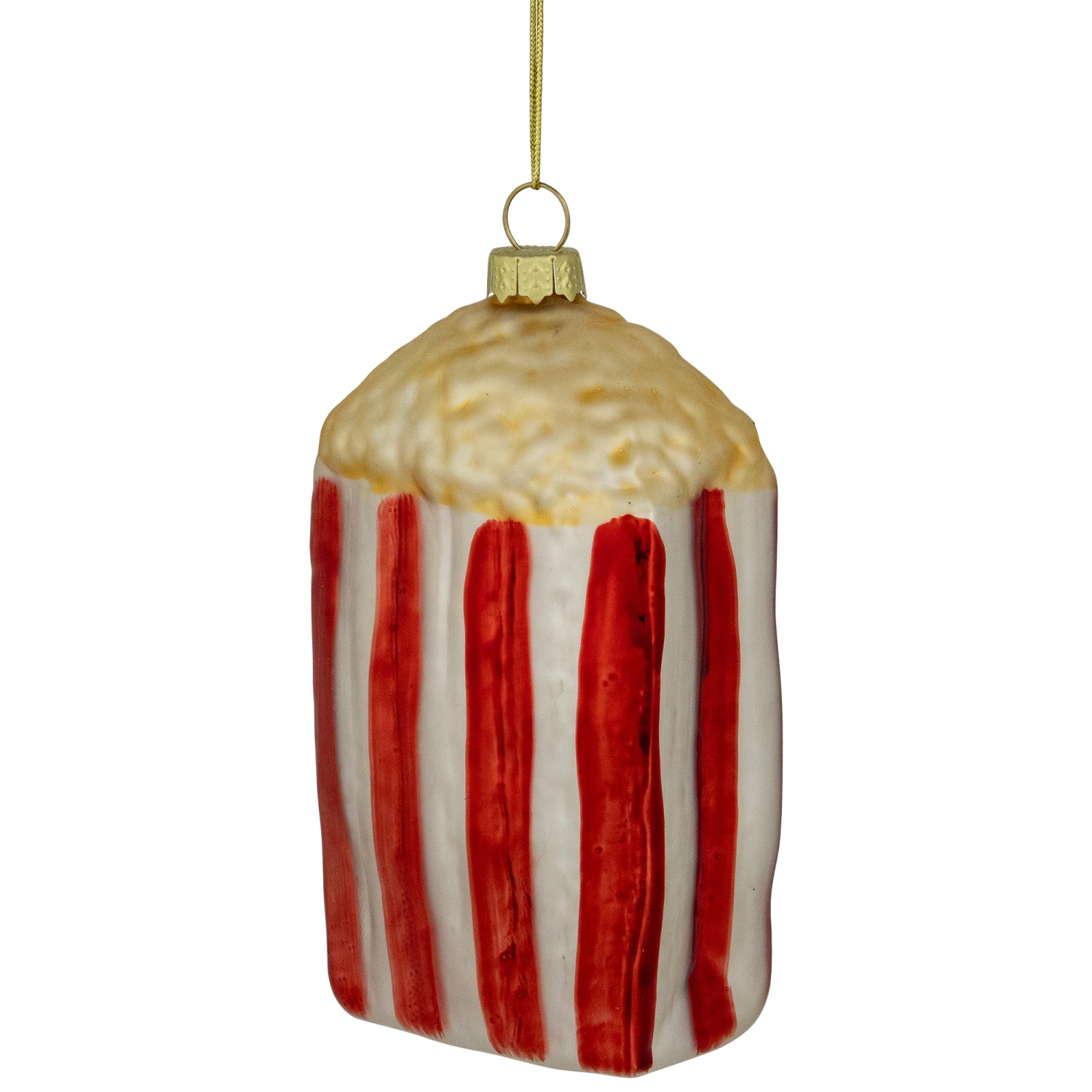 4.5" Red and White Popcorn Glass Christmas Ornament