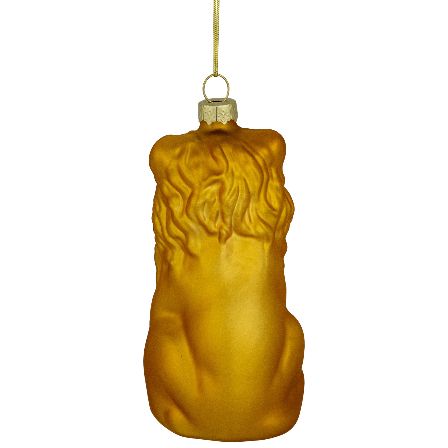 Sitting Lion Glass Christmas Ornament - 2.5" - Gold