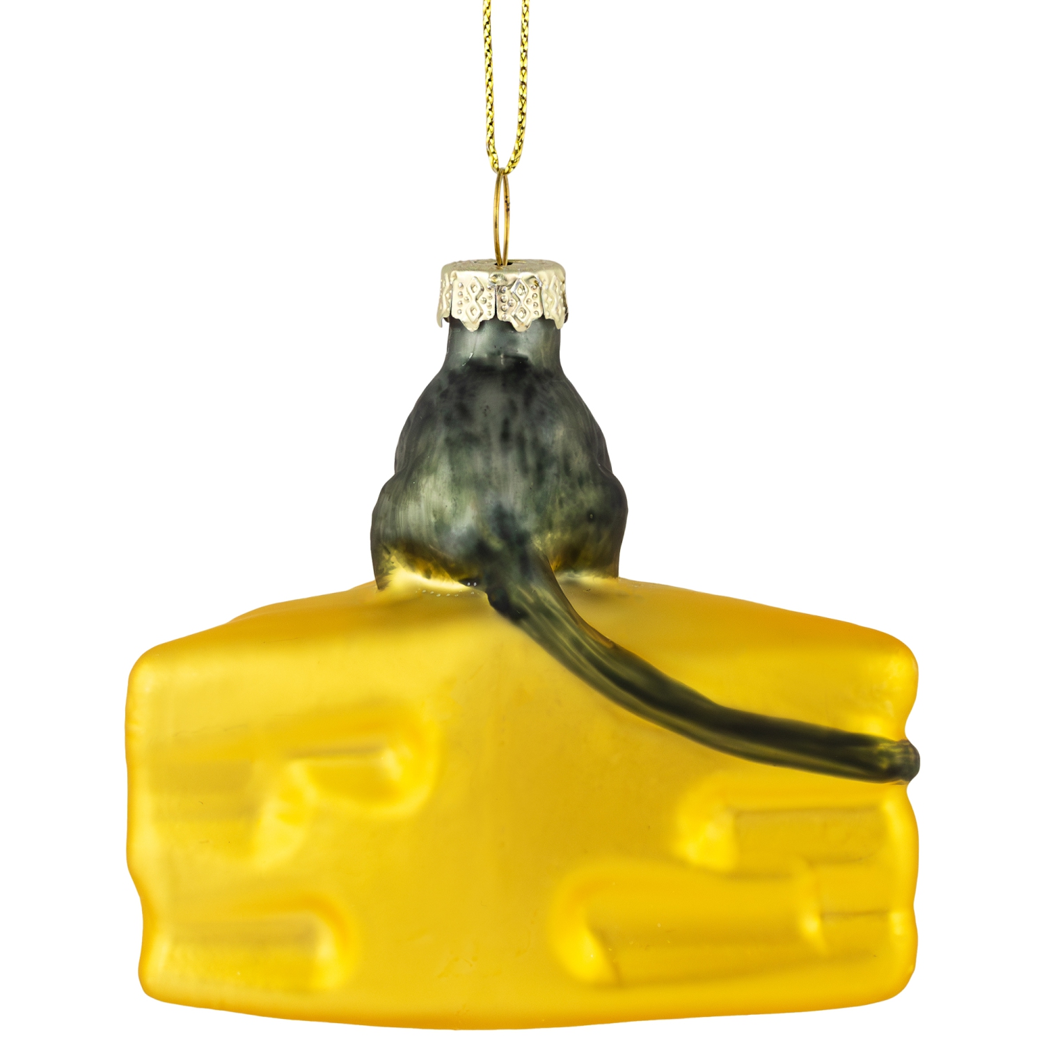 3.25" Mouse with Cheese Glass Christmas Ornament
