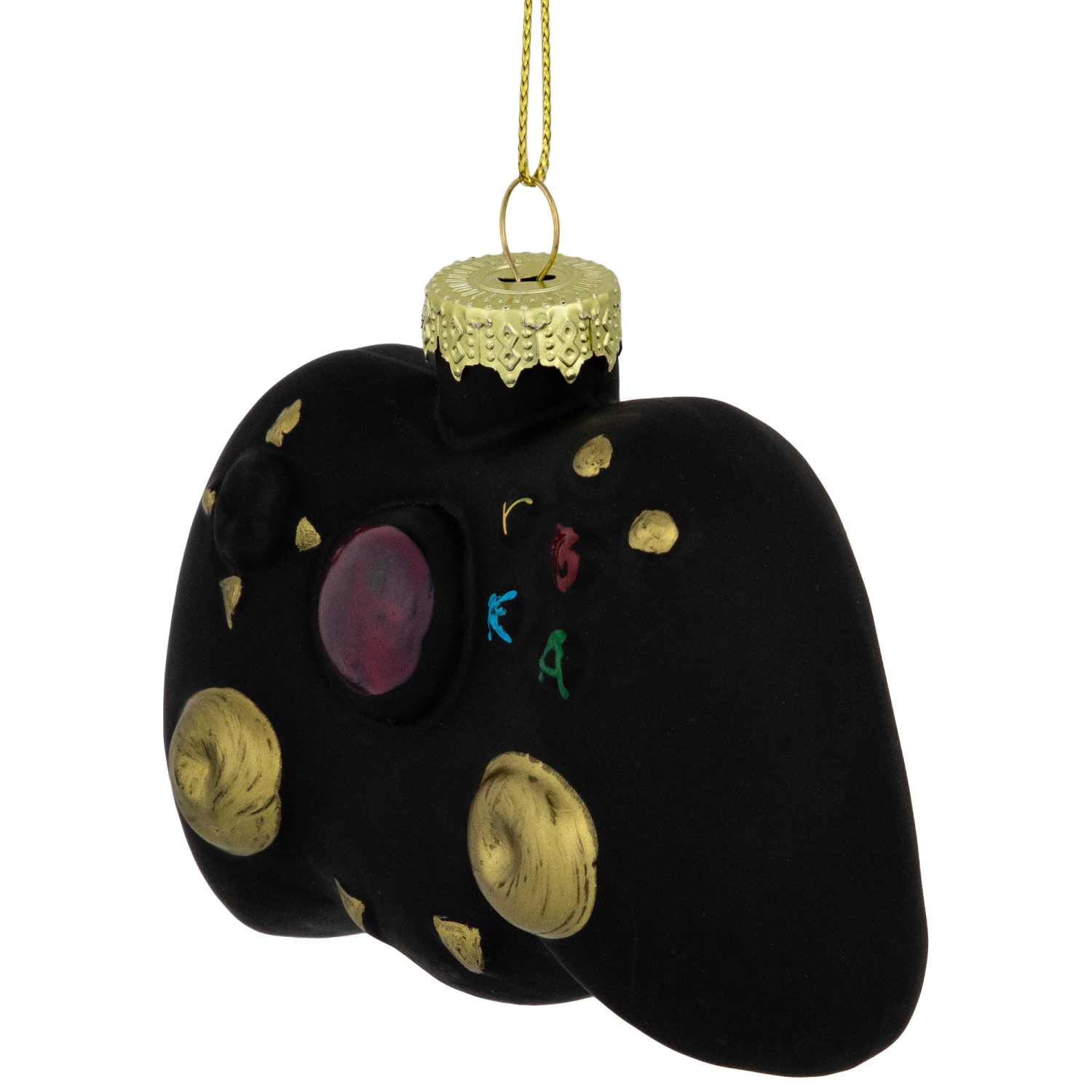 Game Controller Glass Christmas Hanging Ornament - 4" - Black
