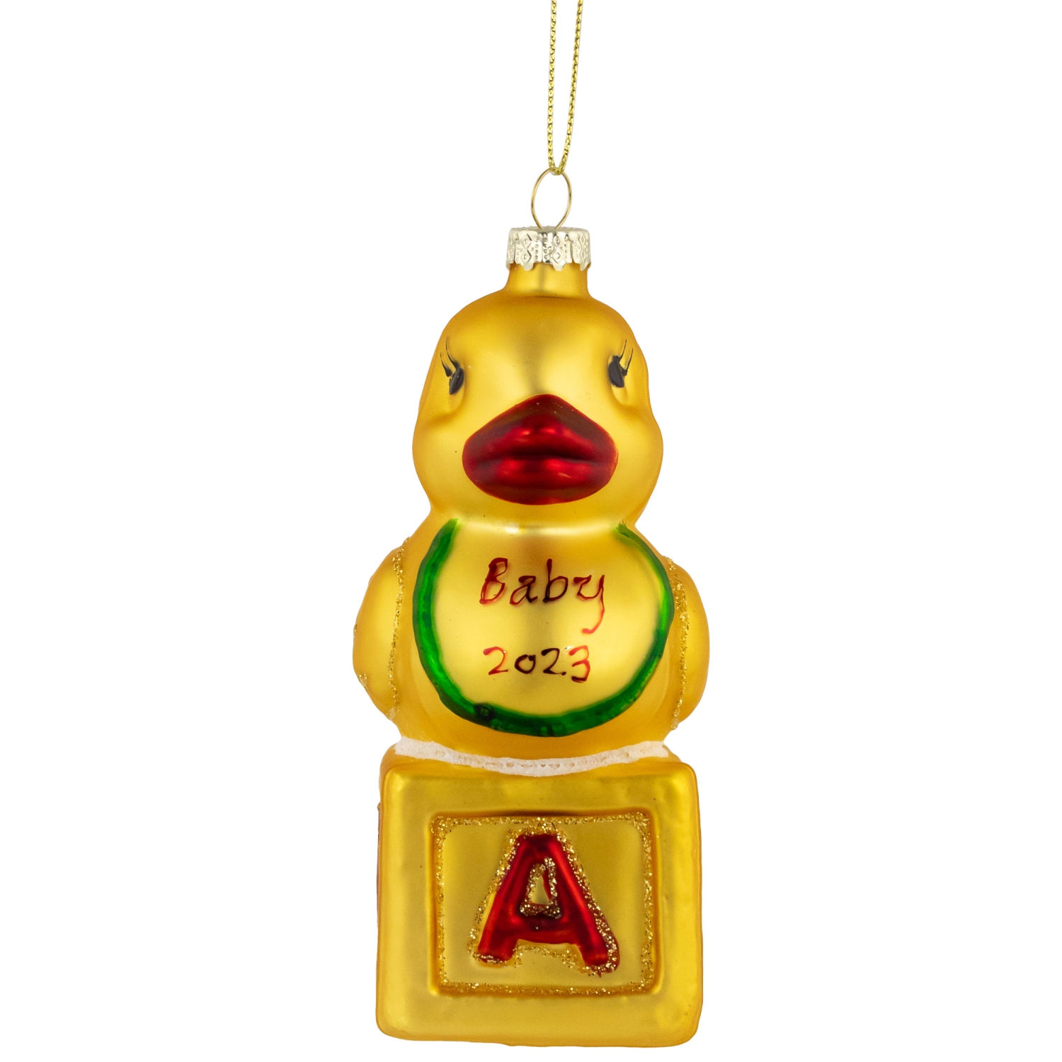 Ducky New Baby 2023 Glass Christmas Ornament - 5"