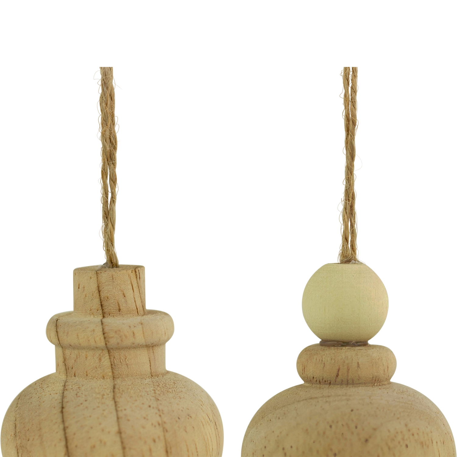 Set of 2 Natural Wood Finial Christmas Tree Ornaments 6.5"