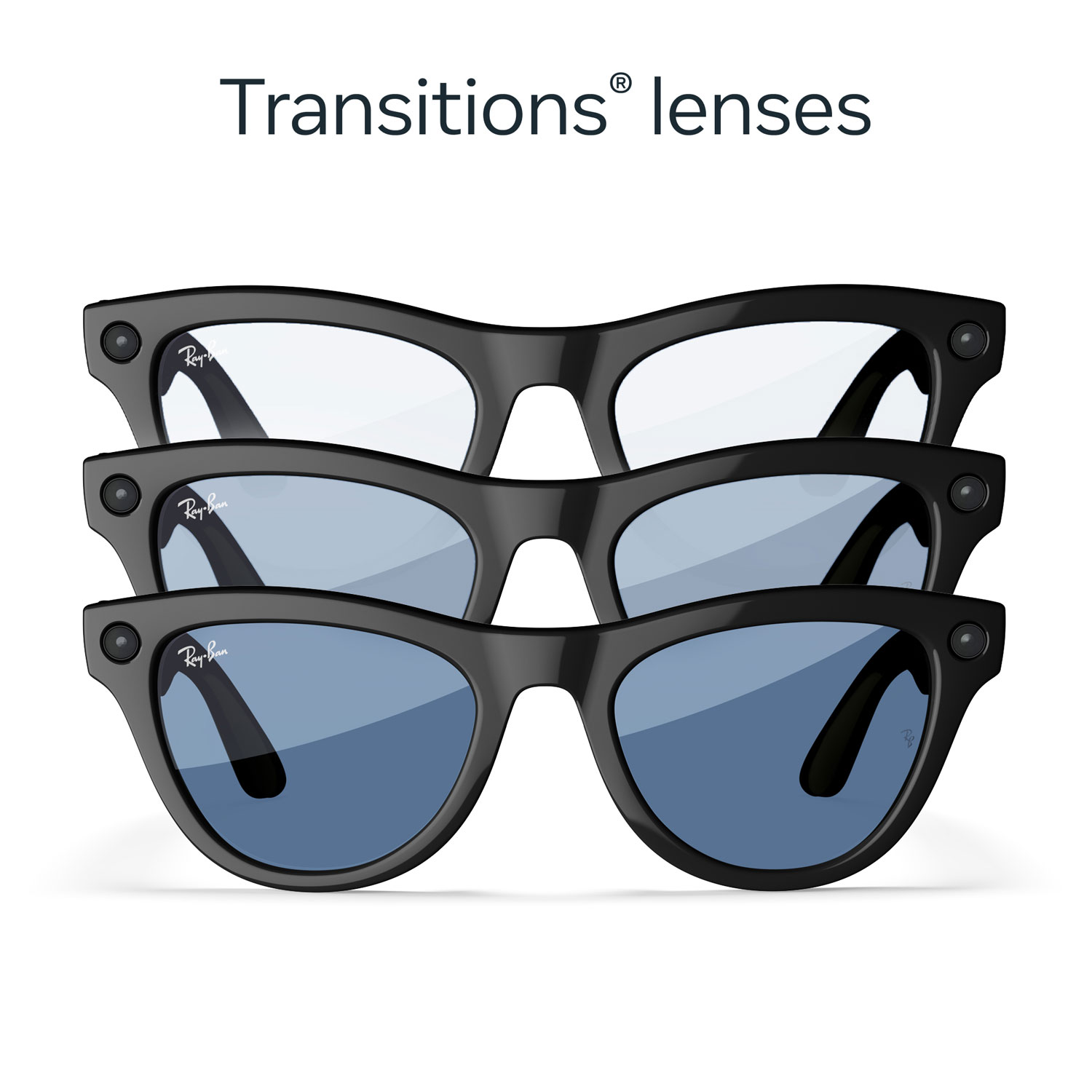 Ray-Ban | Meta Skyler Glasses with AI, Photo, Video, Audio & Messaging - Black/Cerulean Blue/Transitions