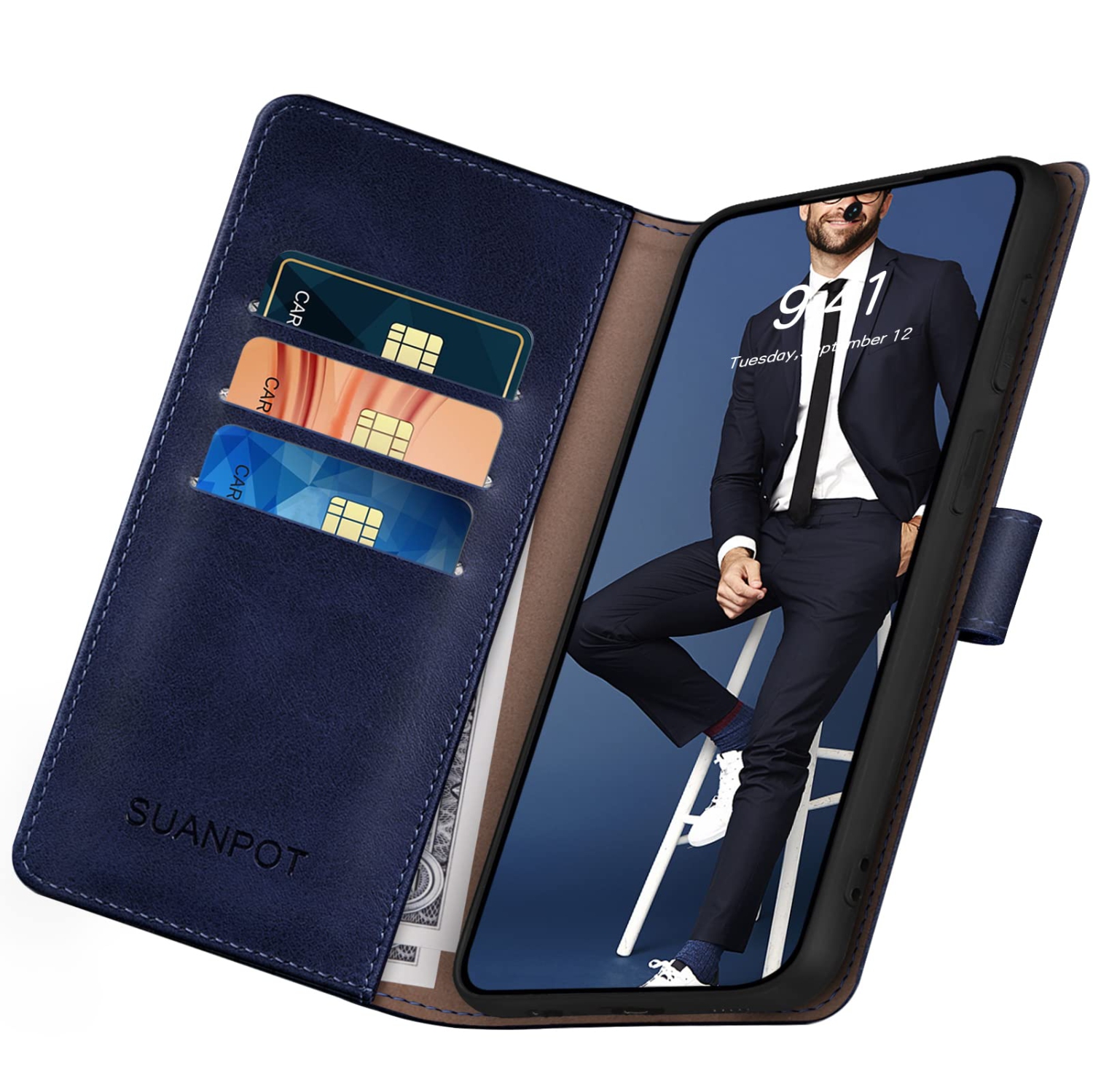 Étui portefeuille Samsung Galaxy S24 5G avec porte-carte de crédit anti-RFID, étui protecteur Flip Book pu en cuir femme pour Samsung S24 étui