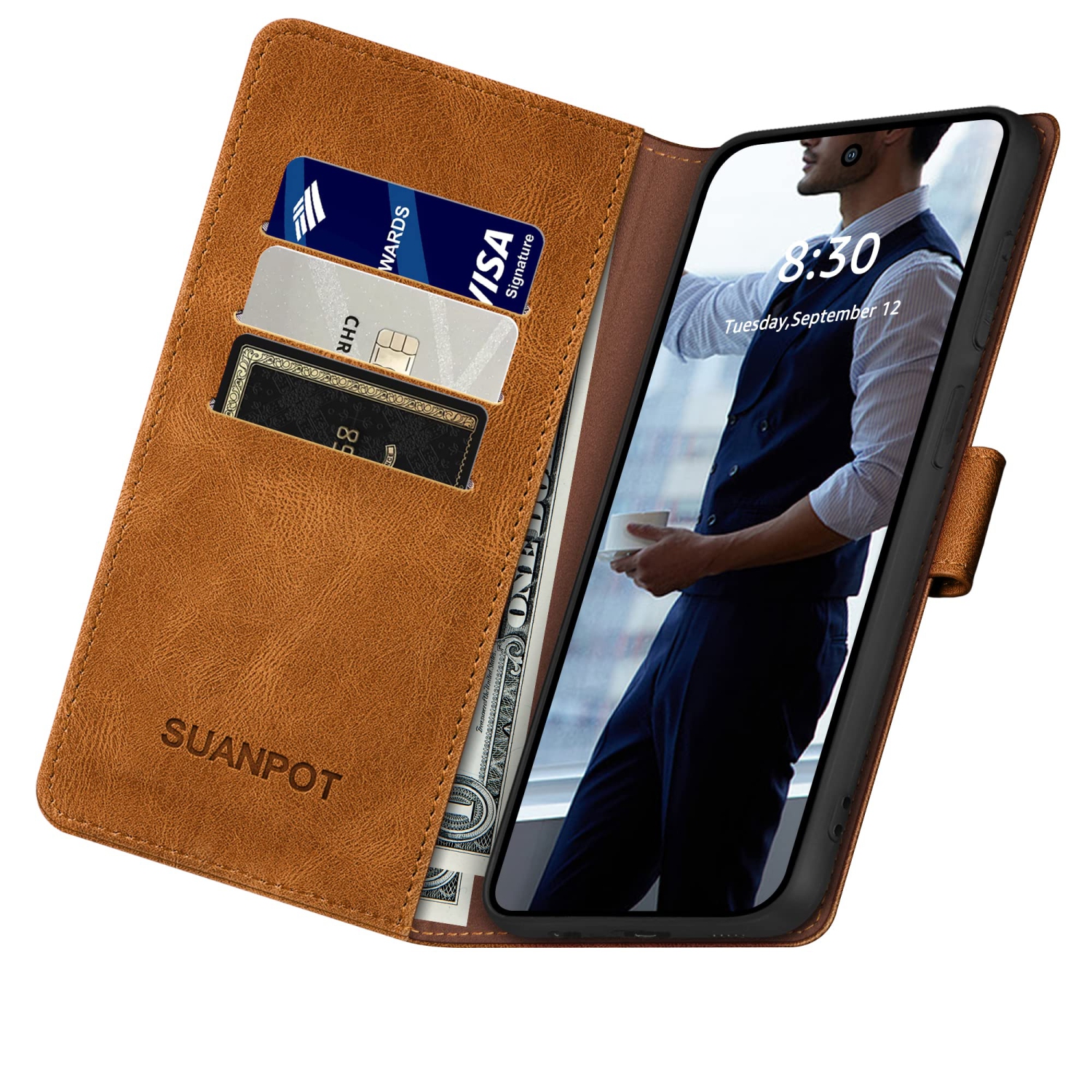 Étui portefeuille Samsung Galaxy S24 5G avec porte-carte de crédit anti-RFID, étui protecteur Flip Book pu en cuir femme pour Samsung S24 étui