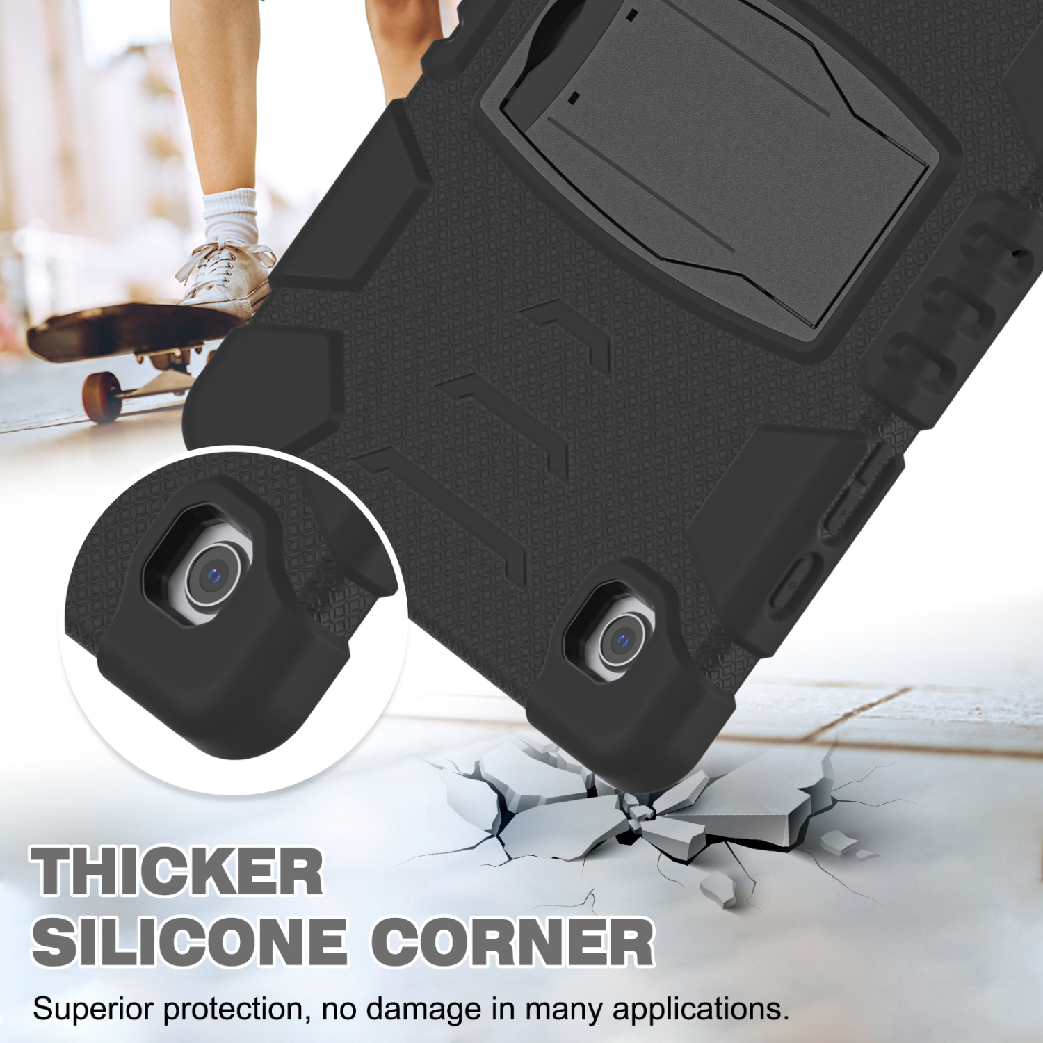 Samsung Galaxy Tab A9 Plus /A9+ 11 inches 2024 Rugged Case with Kickstand, Full Body Heavy Duty Triple Layered Shockproof, Anti Skid Protective Cover