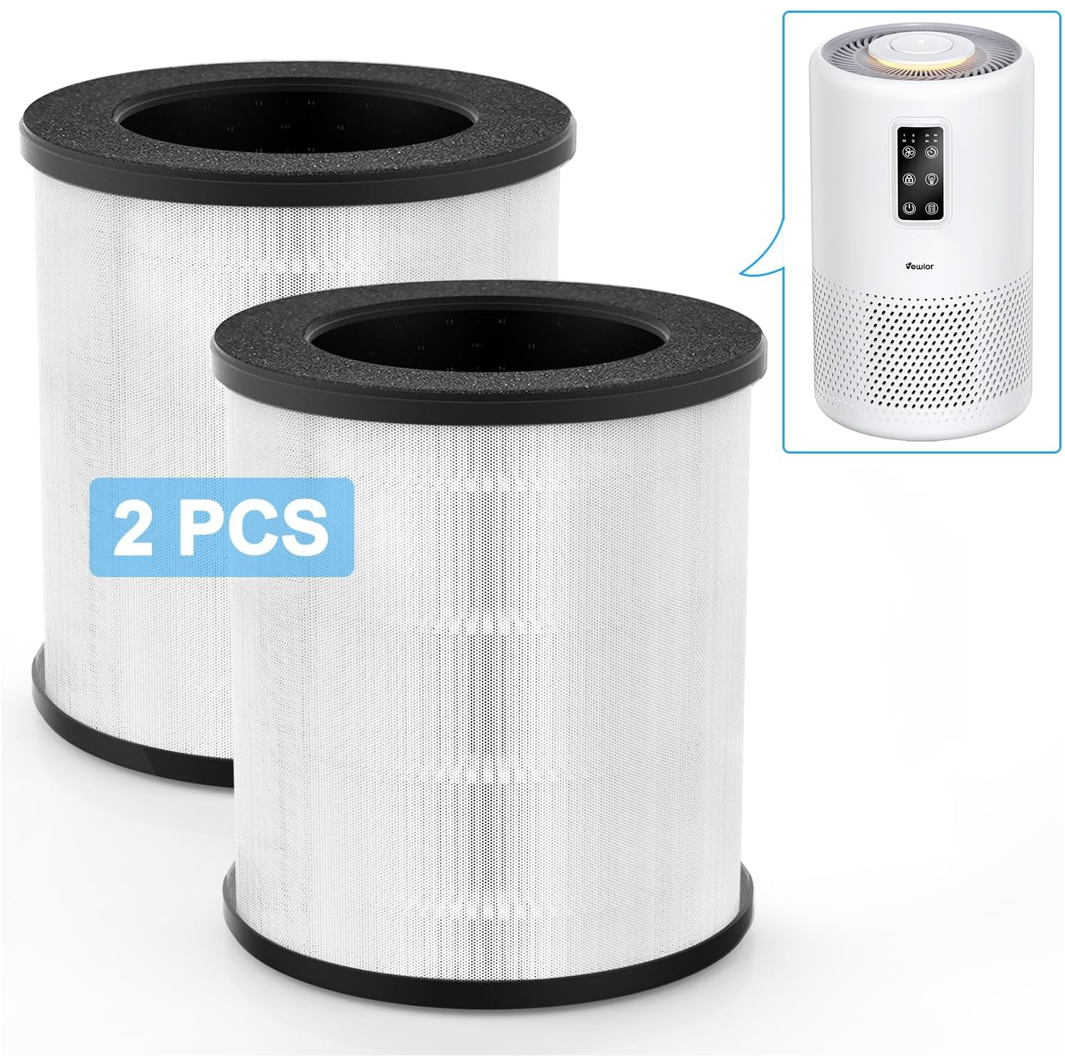 Air Purifier B-D02U Replacement Filter 2PCS, VEWIOR H13 True HEPA Air Cleaner Filter