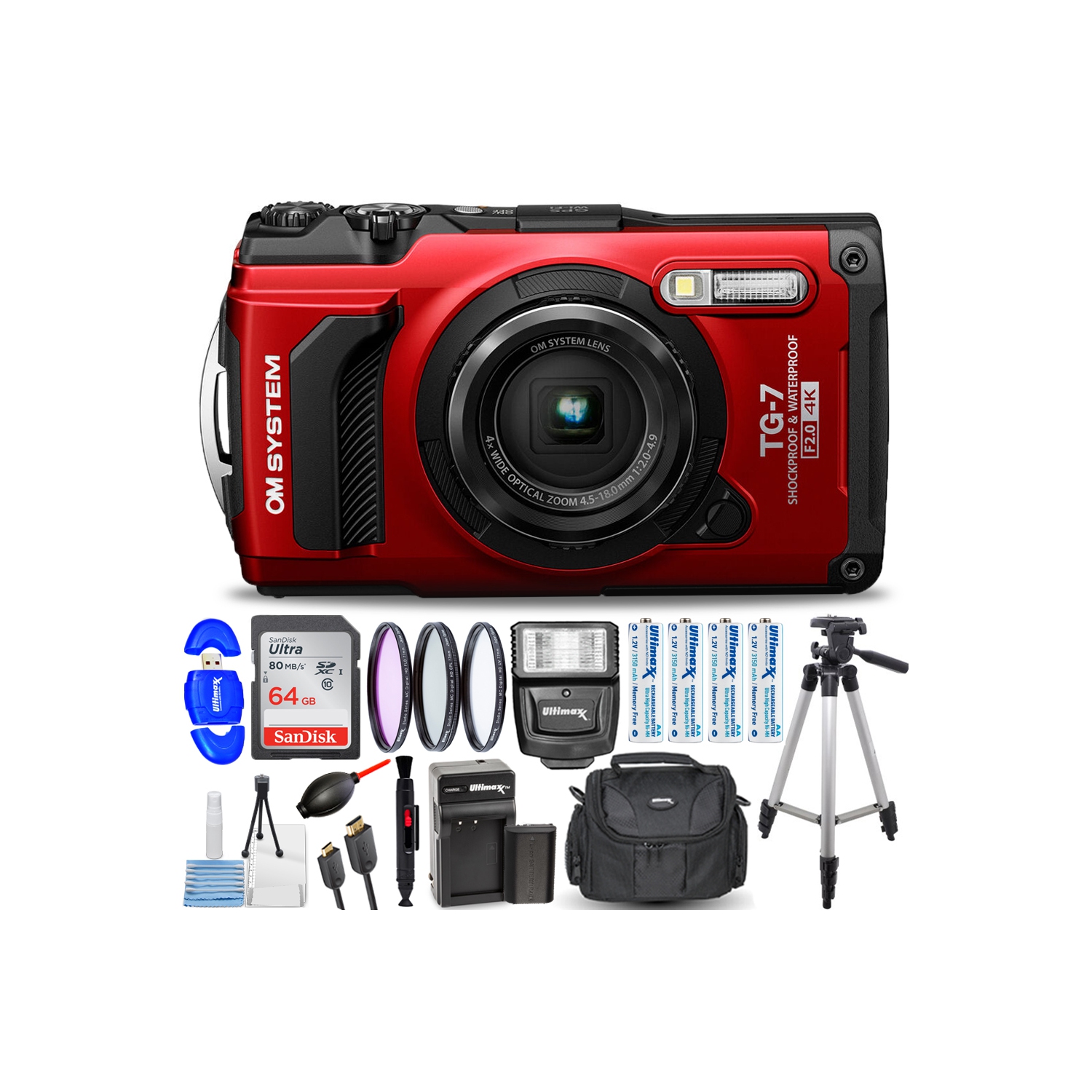 Appareil photo numérique Tough TG-7 de OM SYSTEM V110030RU000 - Ensemble d'accessoires 15PC
