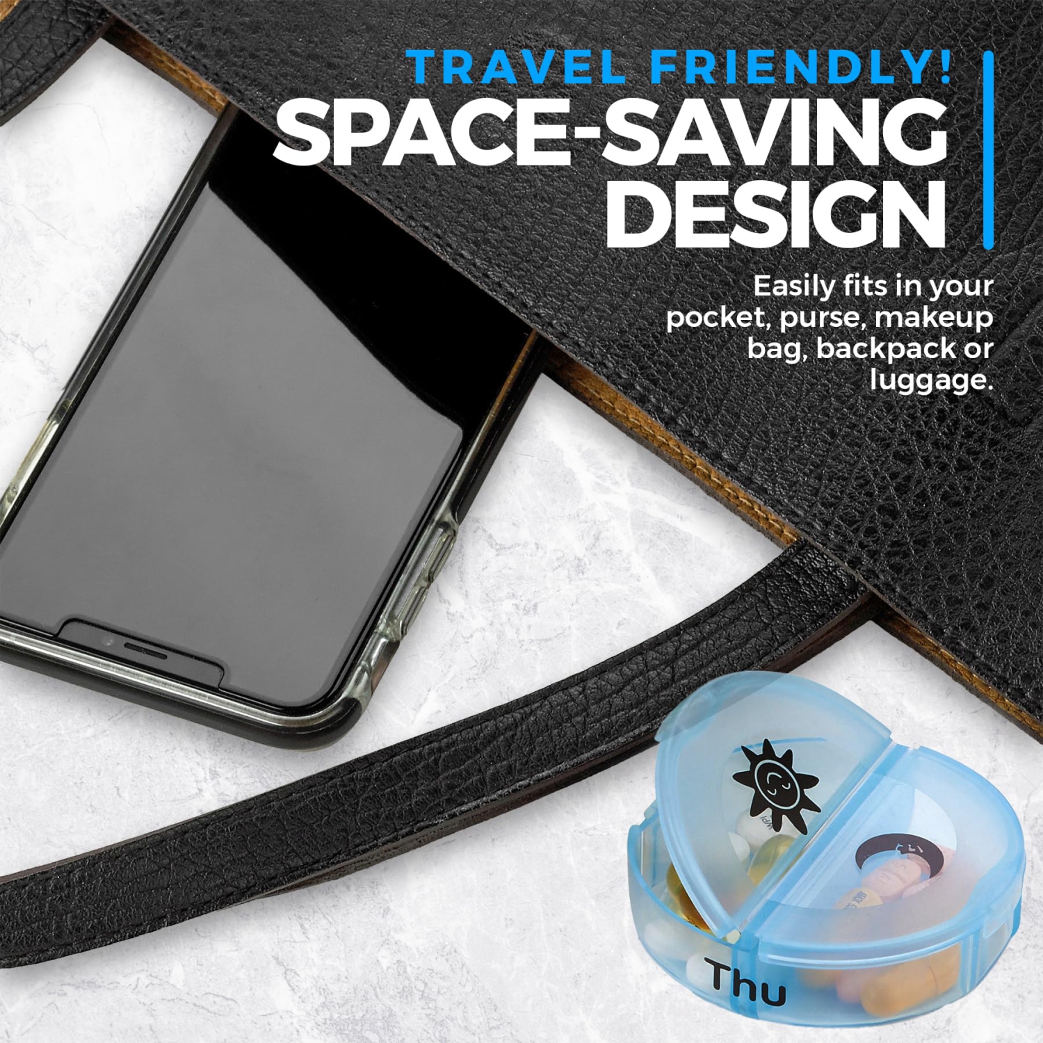 Weekly Pill Organizer - 2 Times-A-Day Compartments - 7 Day AM/PM Pill Container - Portable, Durable and Convenient Travel Pills Case for Tablets,