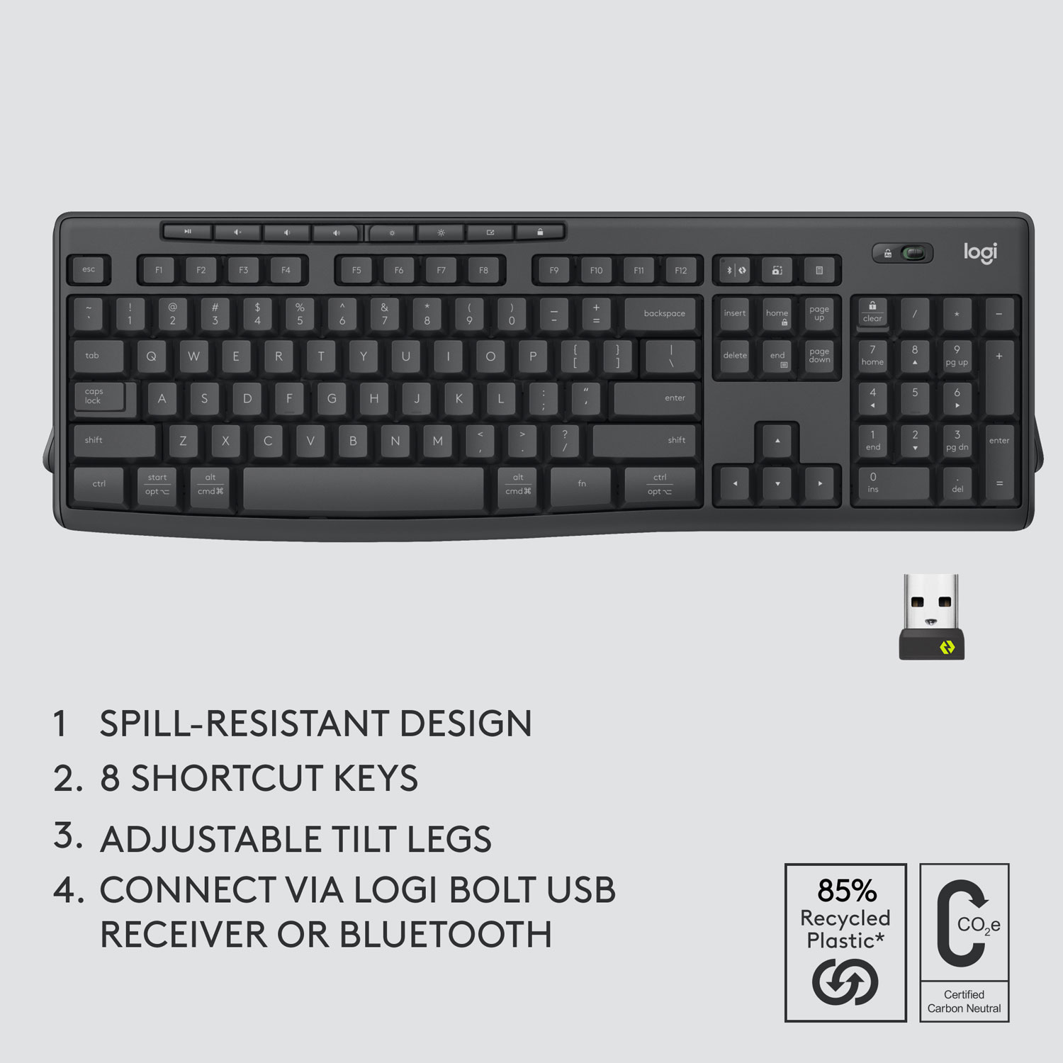 Ensemble avec clavier et souris Bluetooth MK370 de Logitech - Graphite