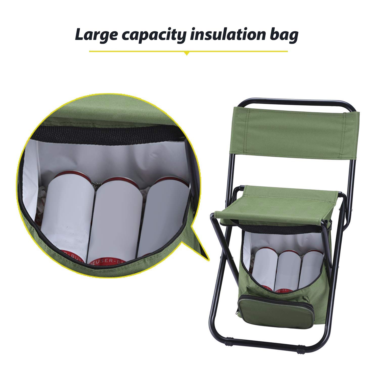 Chaise sac à dos multifonction 3-en-1 avec sac isotherme Sac de voyage petit tabouret de camping pliable glacière portable Sac à pique-nique Sac de