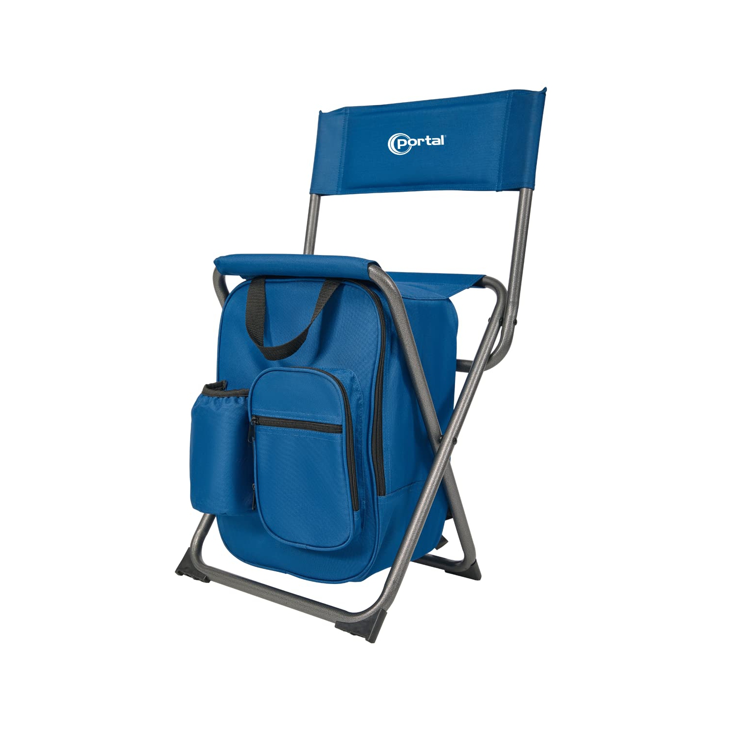 PORTAL Backpack Cooler Chair Camping Stool Lightweight Folding Seat with  Backrest and Quick Handles for Fishing Hiking Hunting, Supports 225 lbs(Blue)