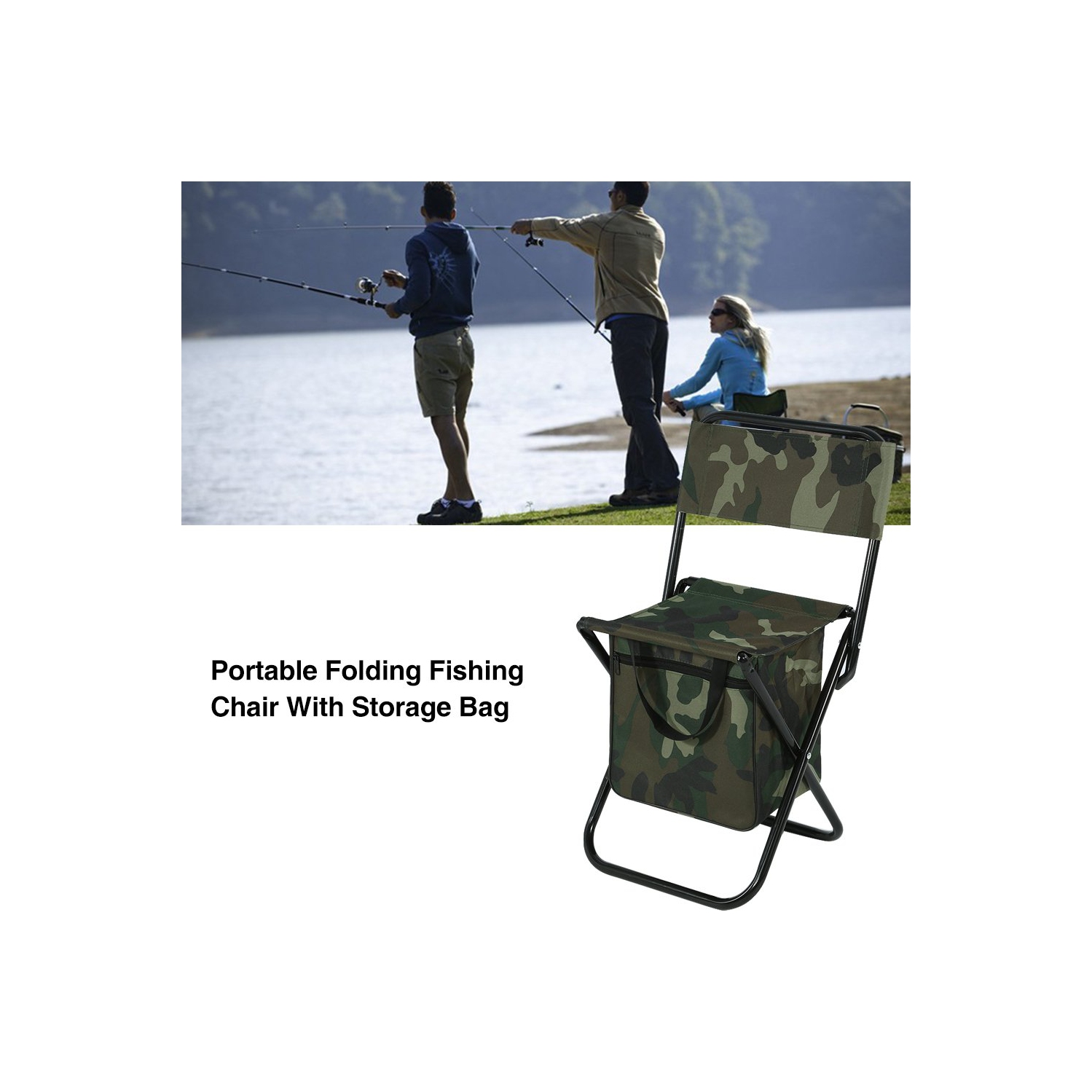 Portable Lightweight Backrest Stool Foldable Backpack Cam Chairs Convenient Carry Replacement for Traveling/Picnic/Hiking/Beach, Camouflage