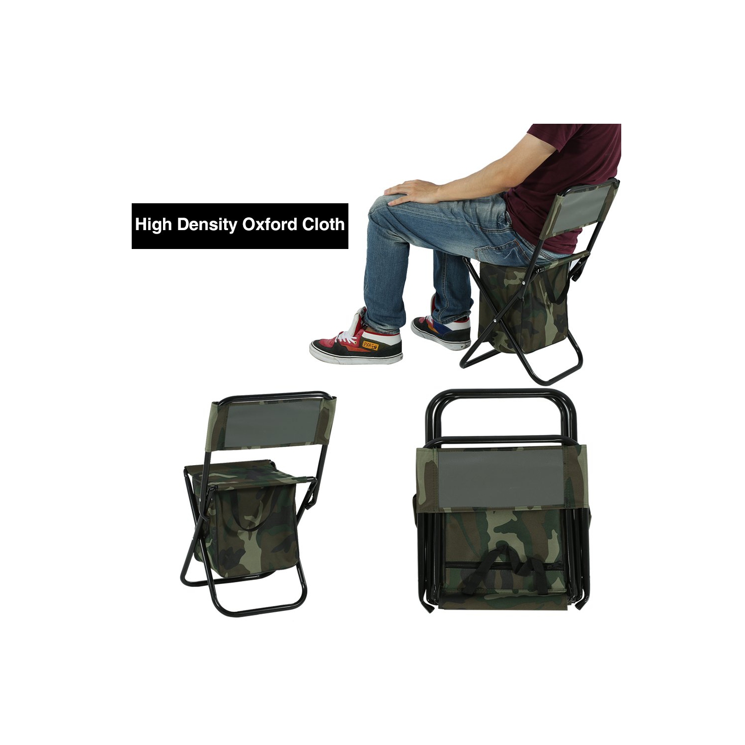Portable Lightweight Backrest Stool Foldable Backpack Cam Chairs Convenient Carry Replacement for Traveling/Picnic/Hiking/Beach, Camouflage