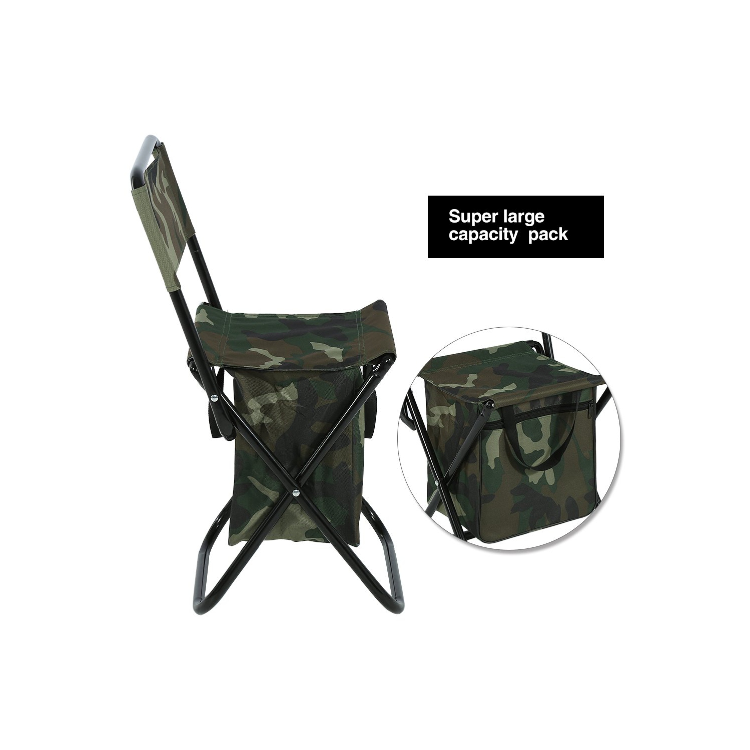 Portable Lightweight Backrest Stool Foldable Backpack Cam Chairs Convenient Carry Replacement for Traveling/Picnic/Hiking/Beach, Camouflage