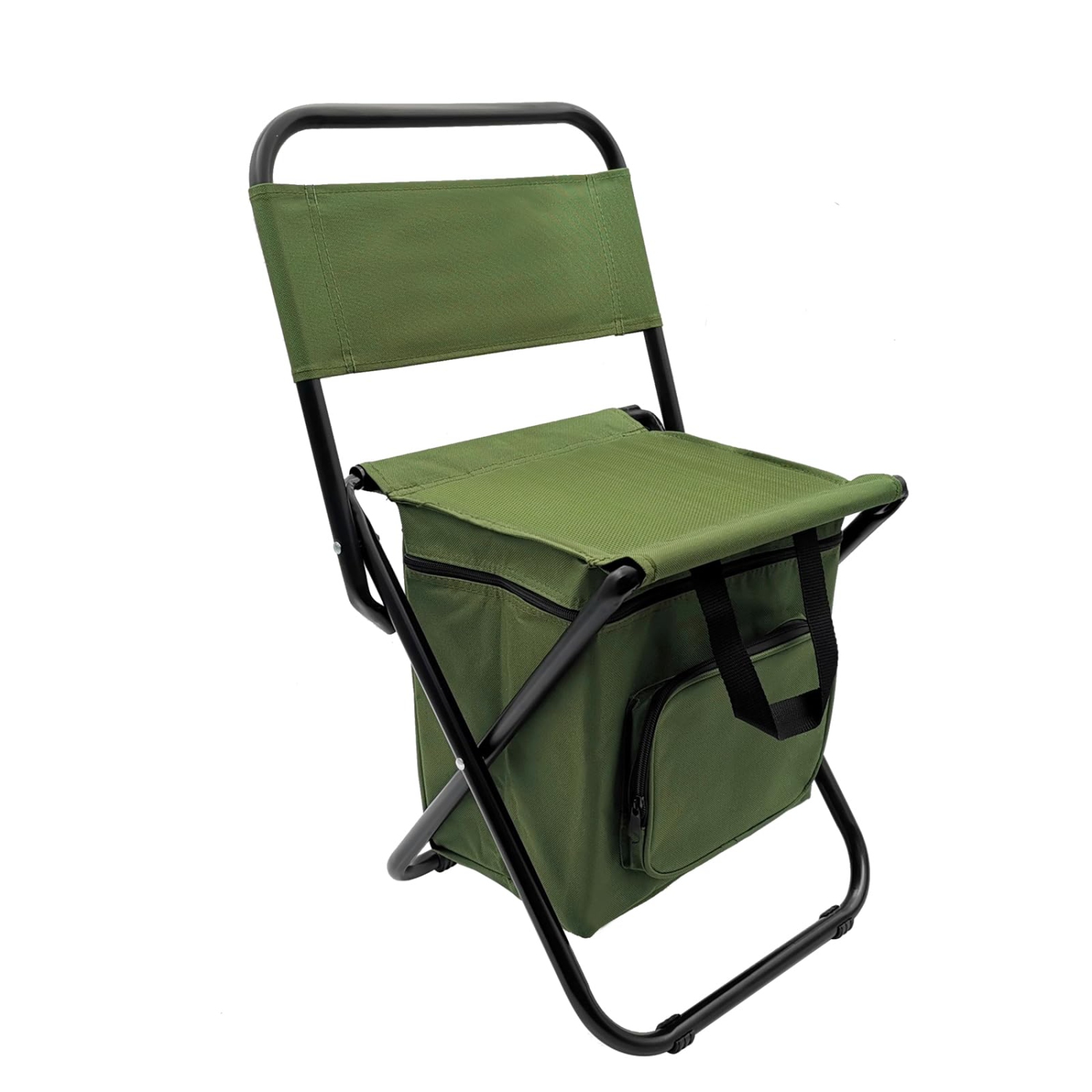 Foldable Camping Chair with Cooler Bag,Lightweight Fishing Chair with Backrest Stool and Handle for Camping,Fishing,Hunting,Hiking,Outdoor