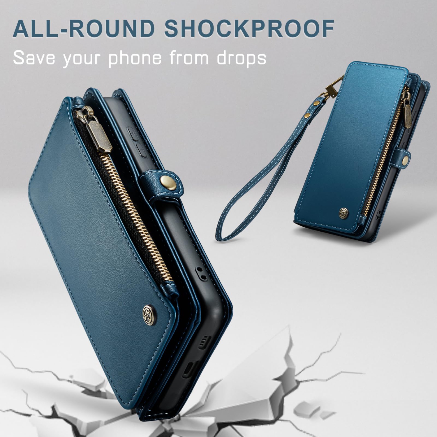 Samsung Galaxy S24 Case, RFID Blocking Galaxy S24 Case Wallet for Women Men with Credit Card Holder, PU Leather Magnetic Flip Zipper Strap Phone Case