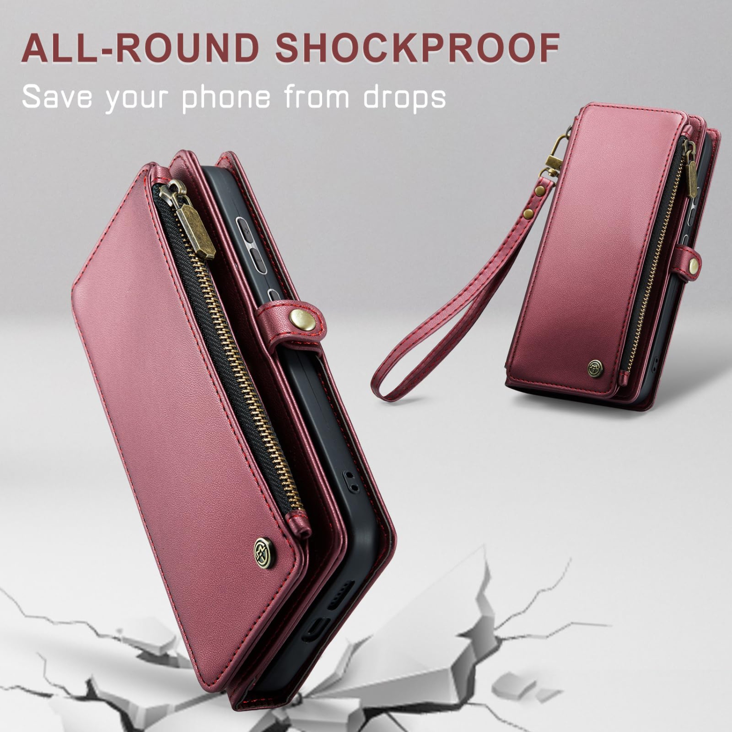 Samsung Galaxy S24 Case, RFID Blocking Galaxy S24 Case Wallet for Women Men with Credit Card Holder, PU Leather Magnetic Flip Zipper Strap Phone Case