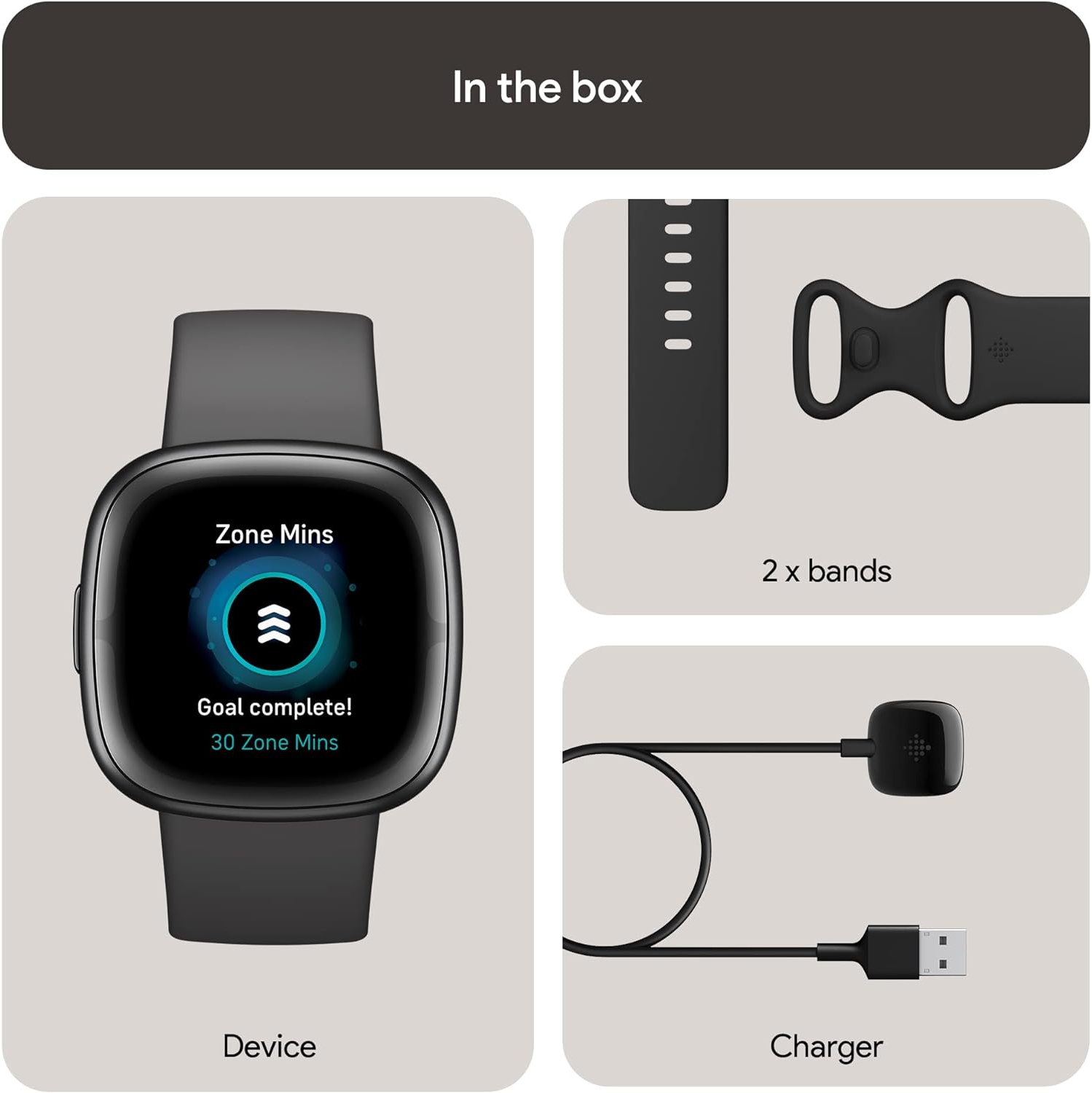 Remis à neuf - montre intelligente Sense 2 de Fitbit pour la santé et la mise en forme avancées