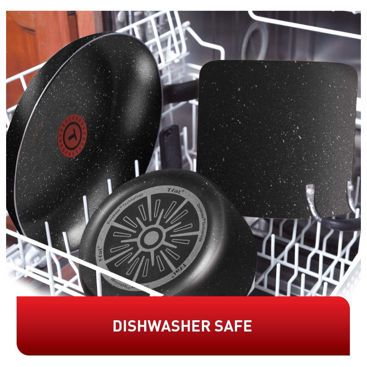 T-fal Signature 9pc Cookware Set, Non Stick pots and Pans, Non Toxic Cookware Set, Thermo-spot Heat Indicator, Dishwasher Safe, Black