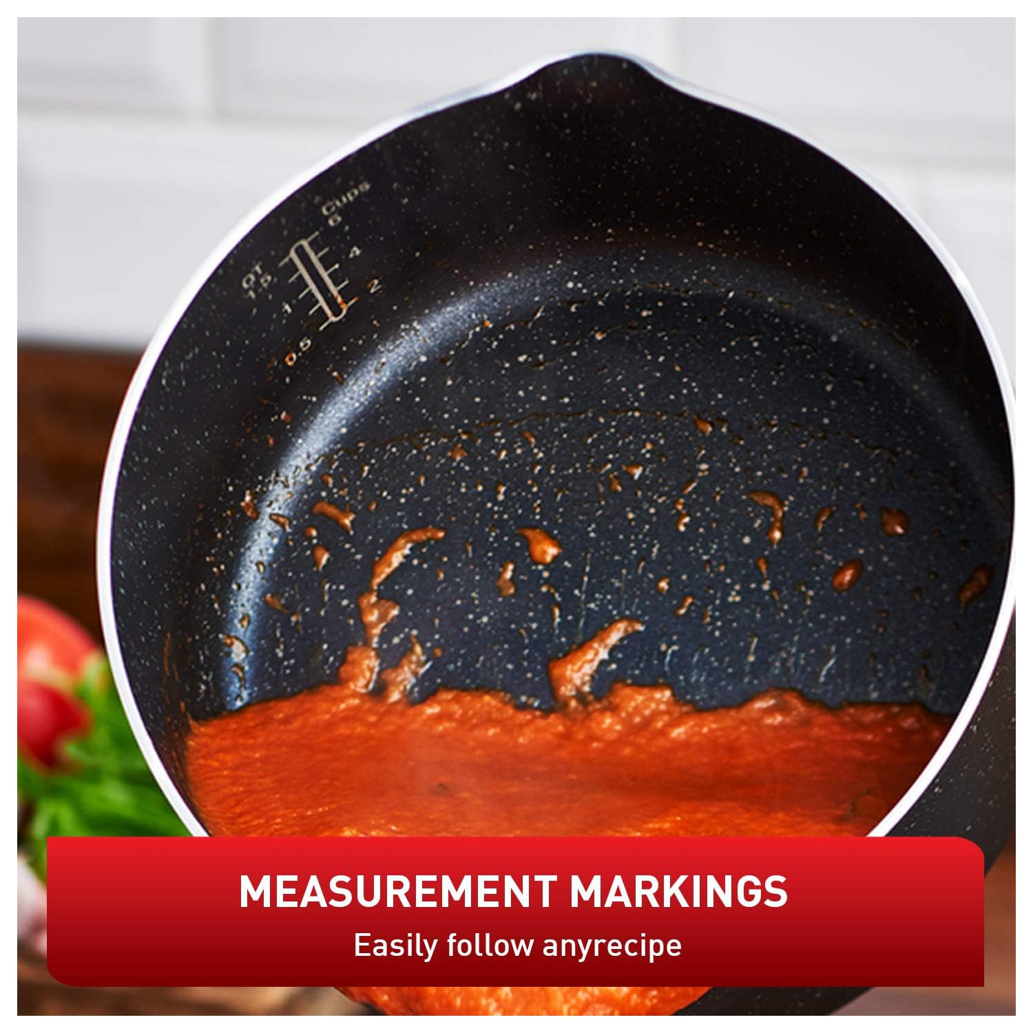 T-fal Signature 9pc Cookware Set, Non Stick pots and Pans, Non Toxic Cookware Set, Thermo-spot Heat Indicator, Dishwasher Safe, Black