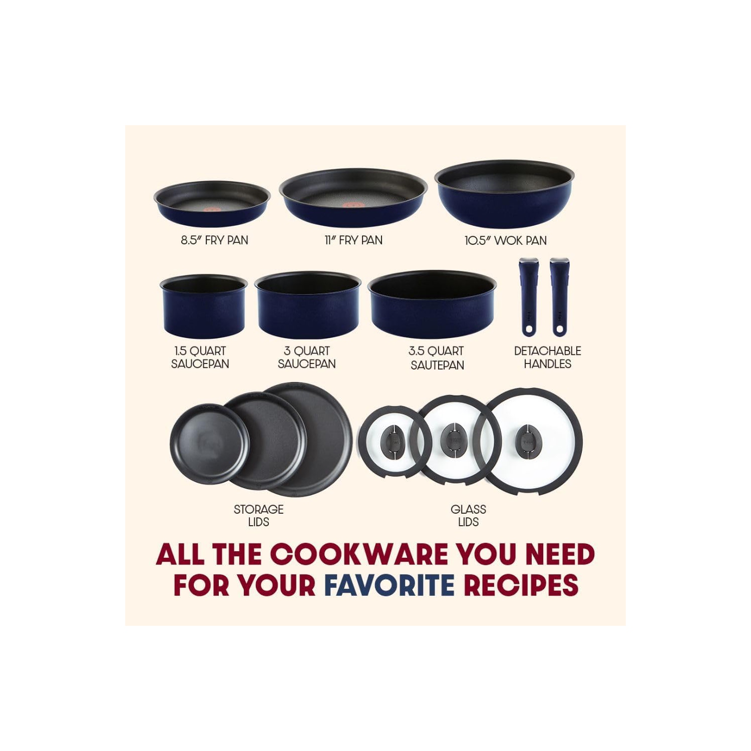 Batterie de cuisine antiadhésive T-fal Ingenio, four à induction, 14 pièces, batterie de cuisine 500F pièces, casseroles et poêles, four, gril, va au