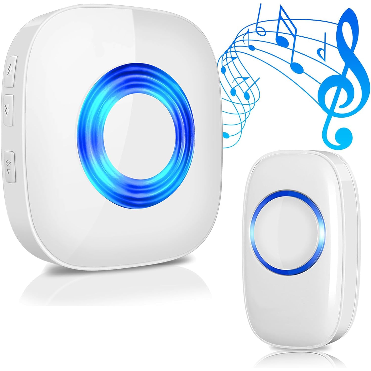 Wireless Doorbell Chime Kits with 1 Transmitter+1 Receiver, Operating at 1300-ft Range 58 Ringtones 5 Volume Levels & LED Flash, Door Bell for Home