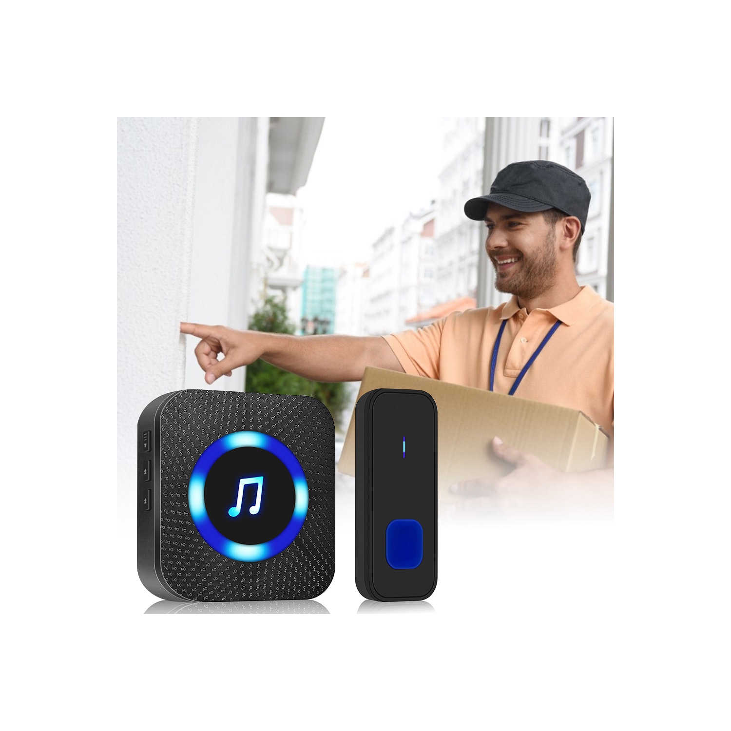 Wireless Doorbell,1300ft Remote Doorbell, IP55 Waterproof Door Bell Kit with 55 Chimes 5 Volume Levels Mute Mode and Flash LED Light, Push Buttons