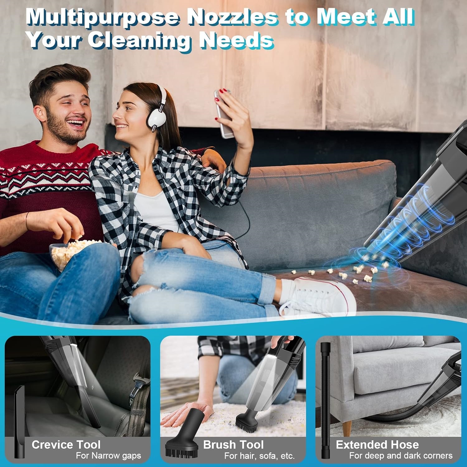 Handheld Vacuum Cordless Car Vacuum with LED Light, 9000PA Hand Vacuum Portable Computer Vacuums, Hand Held Vacuum Cleaner, Black