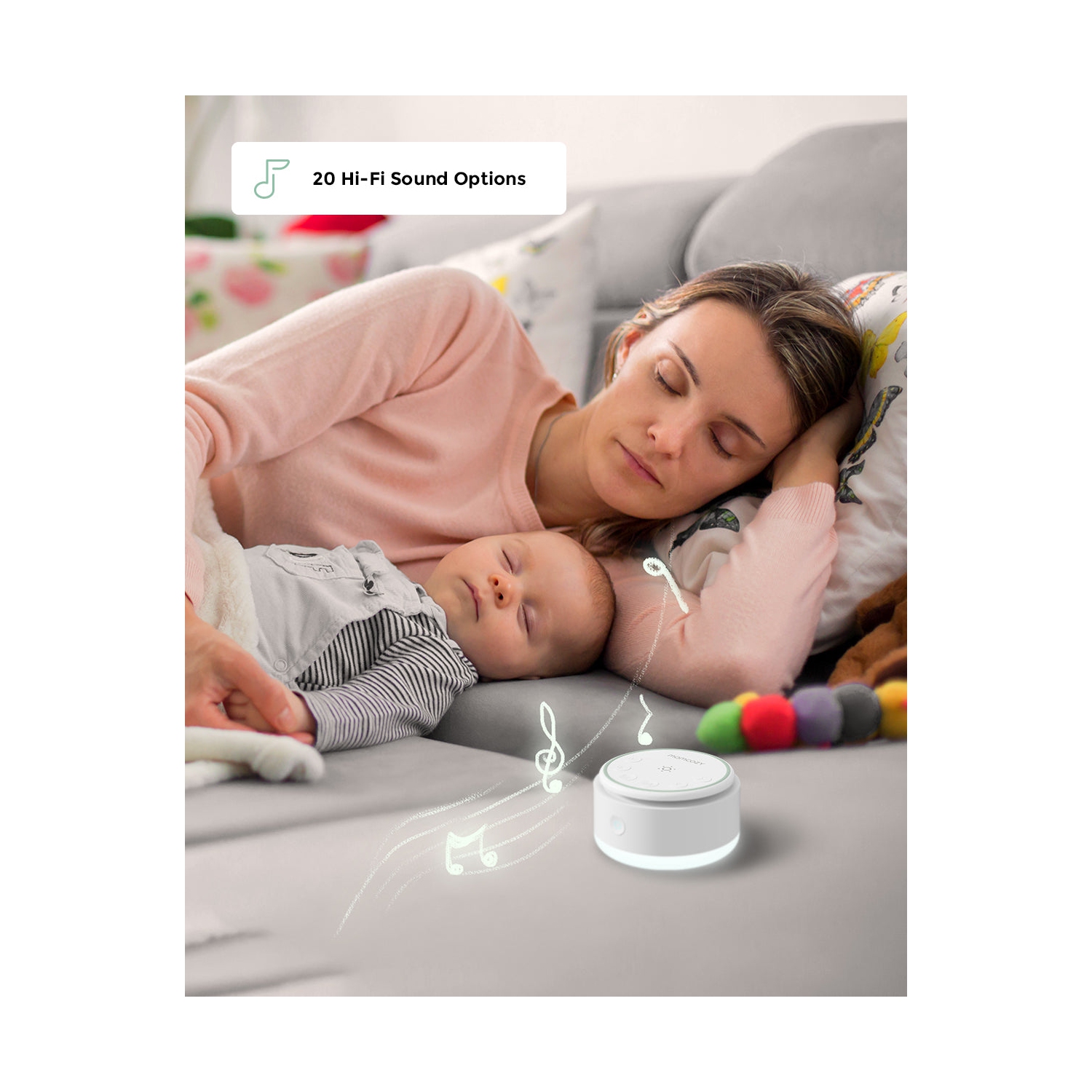 Momcozy Sound Machine for Baby-20 Soothing Sounds & Touch Light Portable White Noise for Kids & Adults for Sleeping Timer and Memory