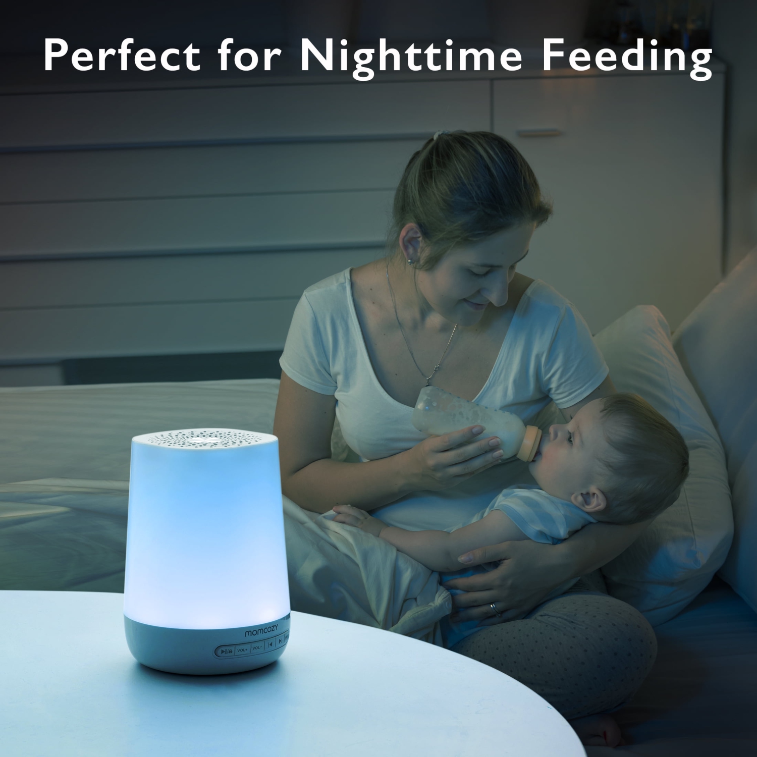 Baby Sound Machine, Momcozy White Noise Machine for Baby Sleeping with Night Light, Toddler Sleep Trainer with 34 Soothing Sounds, Timer, App Remote
