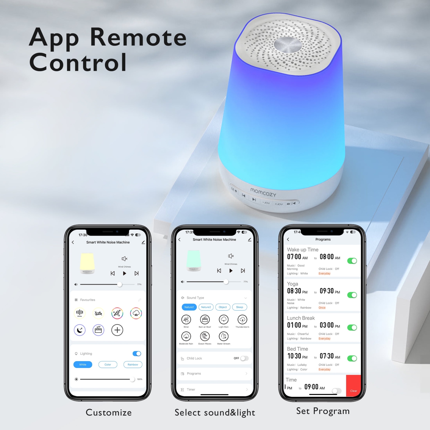 Baby Sound Machine, Momcozy White Noise Machine for Baby Sleeping with Night Light, Toddler Sleep Trainer with 34 Soothing Sounds, Timer, App Remote