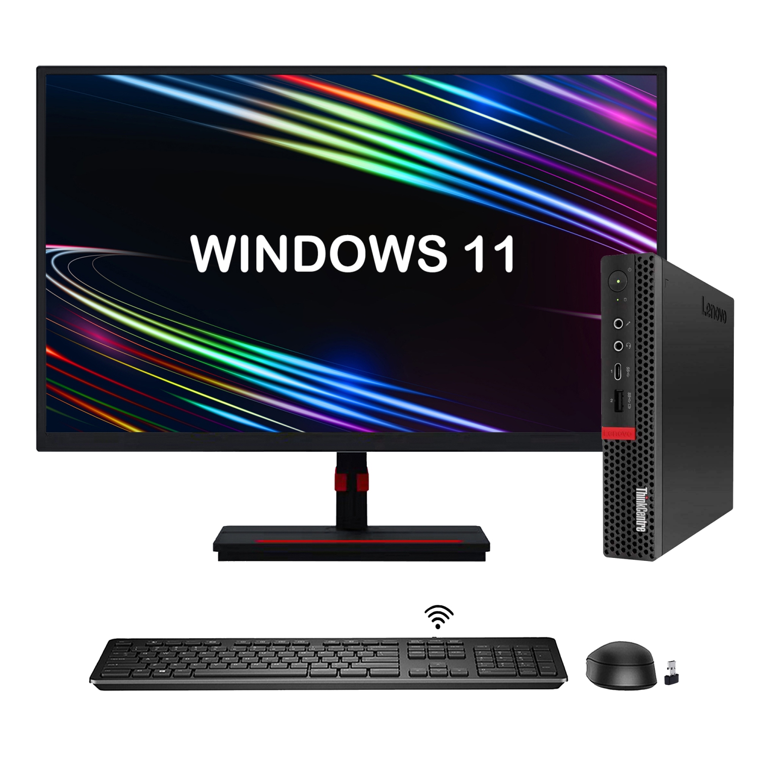 Refurbished (Good) - Lenovo ThinkCentre M720q Mini Windows 11 Pro Professional Desktop Computer Tiny PC (Intel Core i5 8th Gen/ 32GB RAM/ 1TB NVMe SSD/ New 22 inch Monitor/ HDMI)