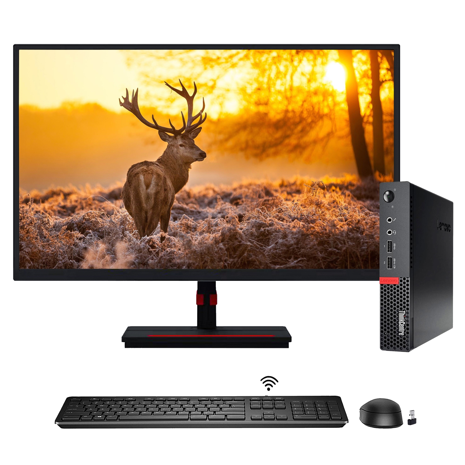 Refurbished (Good) - Lenovo Computer ThinkCentre M710q Mini Windows 10 Pro Business Desktop PC Combo | Intel Core i5 7400T CPU | 16GB DDR4 RAM | 512GB NVMe SSD | New 22inch Monitor