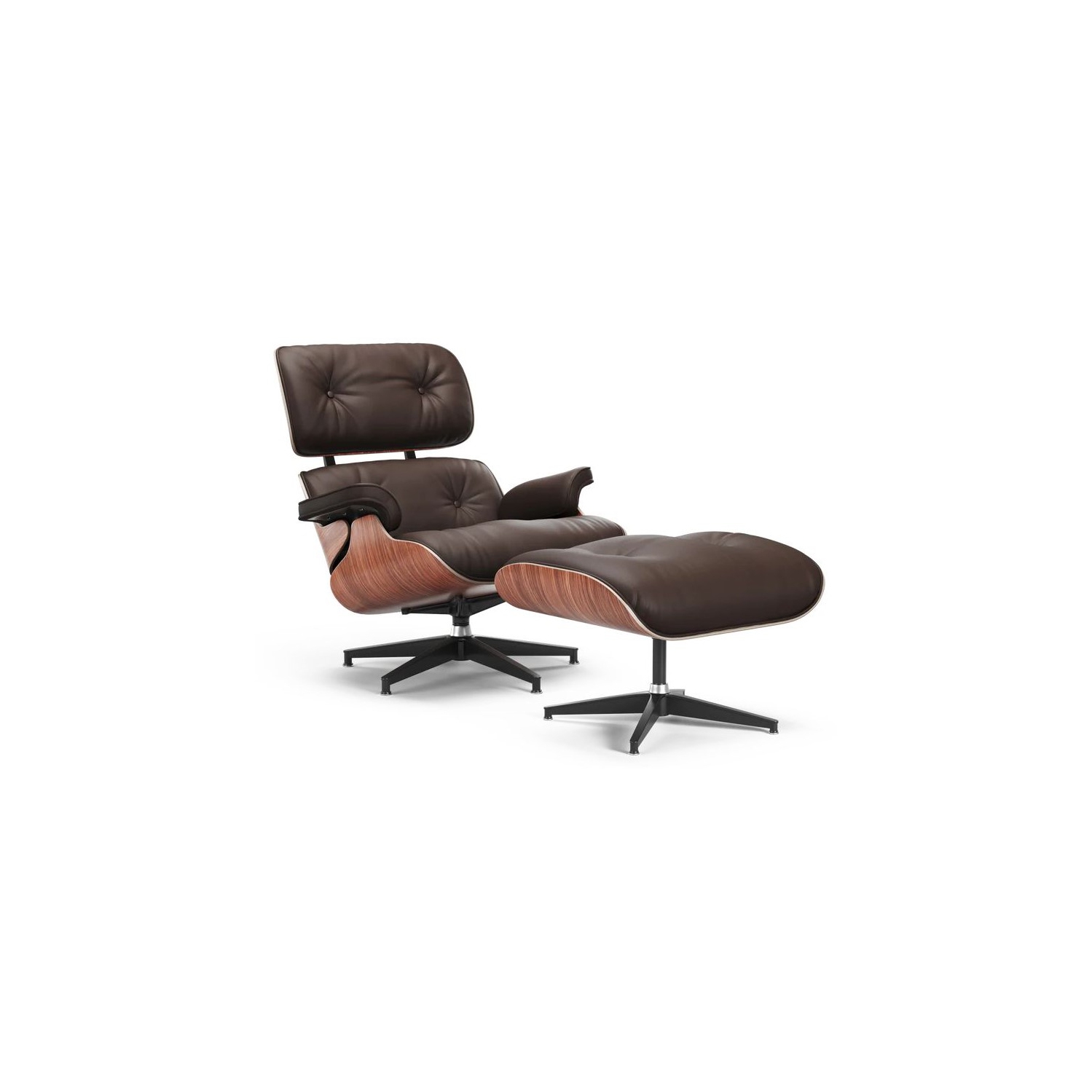 Valencia Armoni Eames Replica Leather Lounge Chocolate Chair & Ottoman