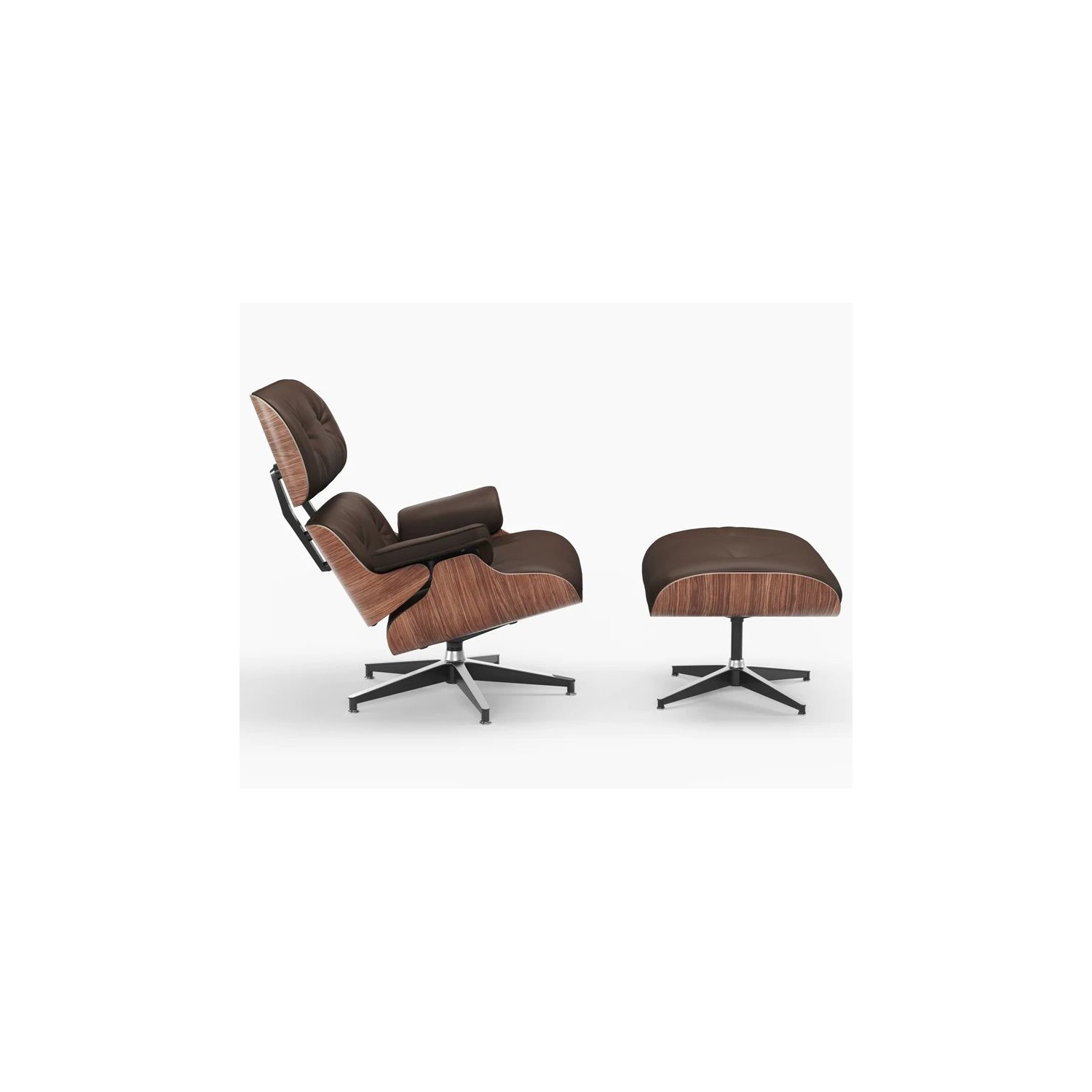 Valencia Armoni Eames Replica Leather Lounge Chocolate Chair & Ottoman