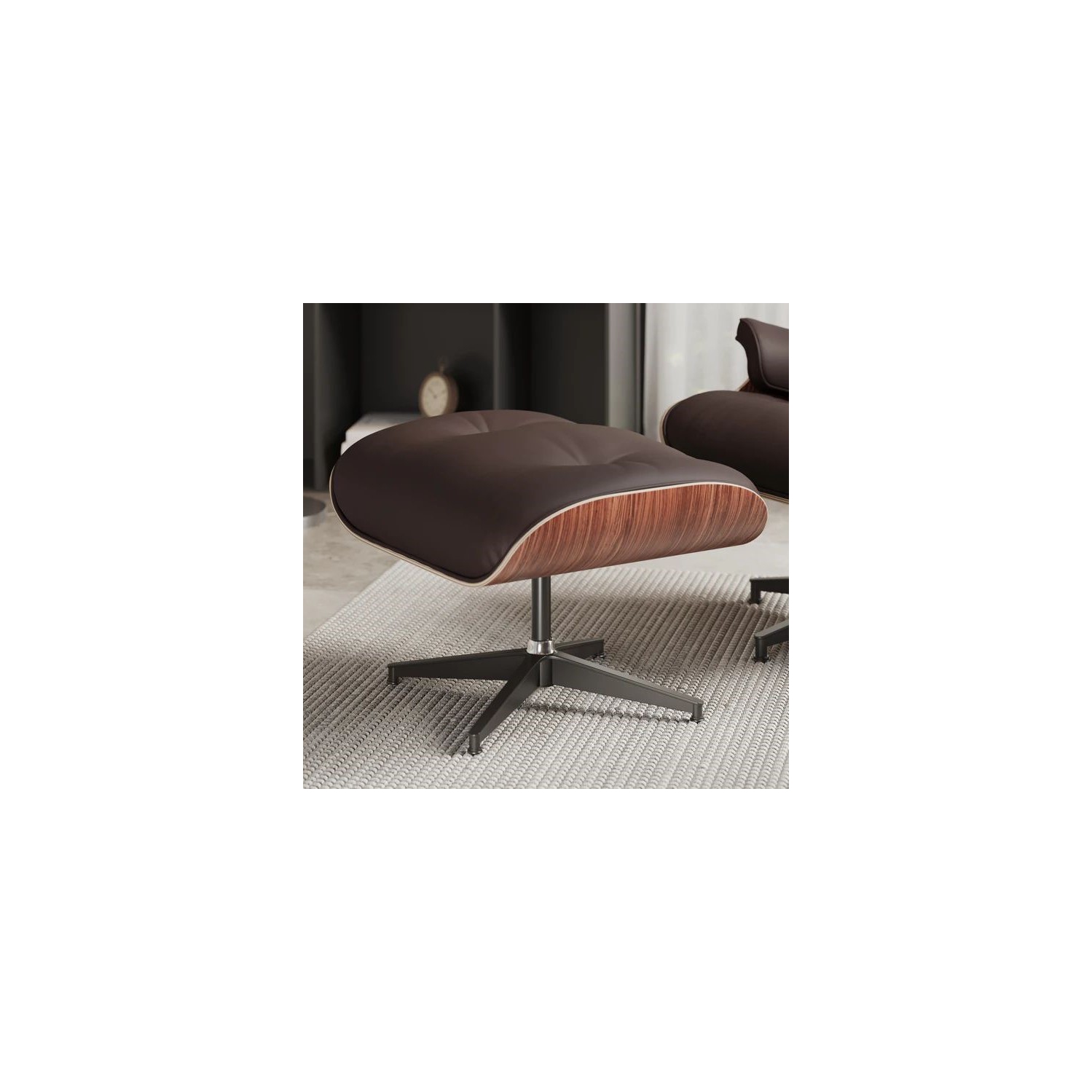 Valencia Armoni Eames Replica Leather Lounge Chocolate Chair & Ottoman