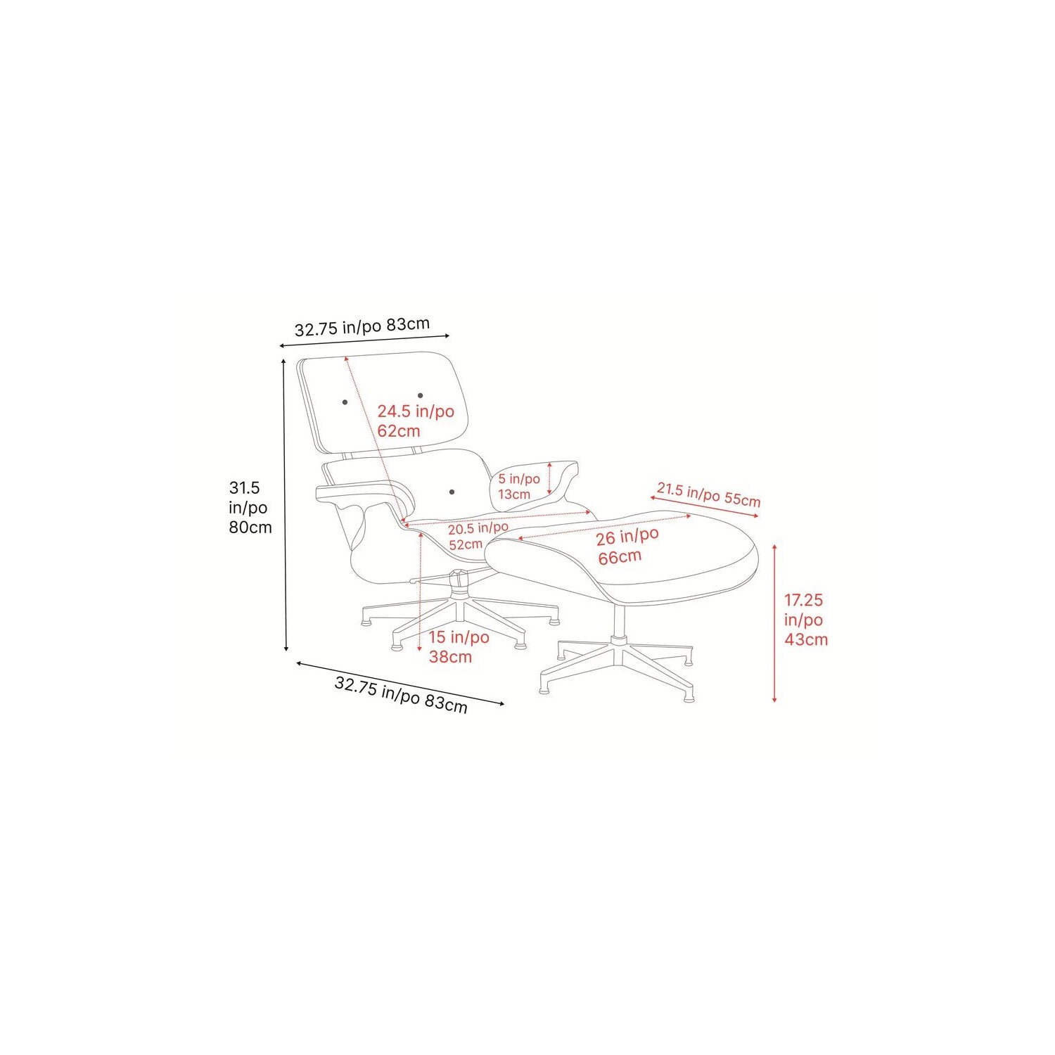 Valencia Armoni Eames Replica Leather Lounge Chocolate Chair & Ottoman