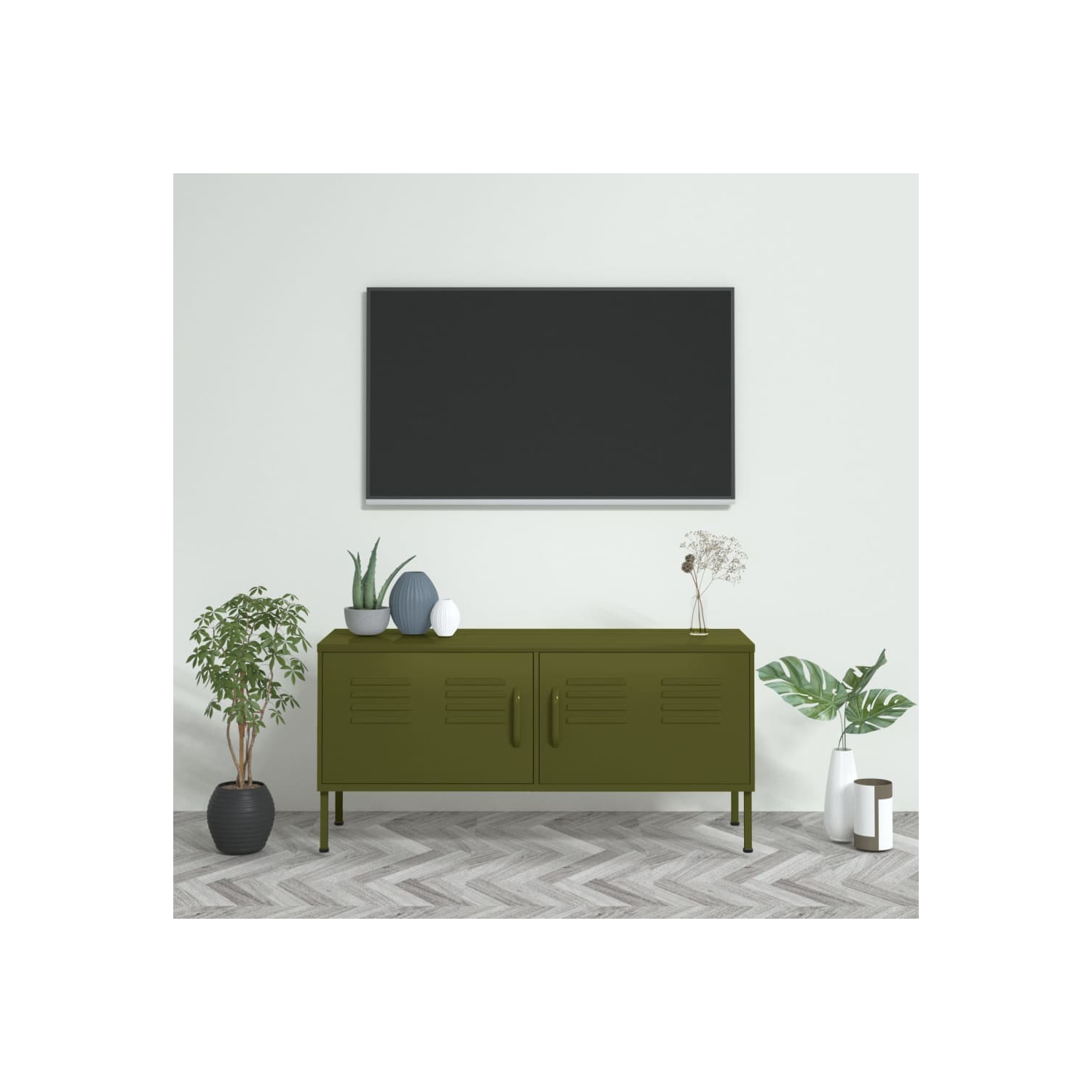 vidaXL TV Cabinet Olive Green 105x35x50 cm Steel