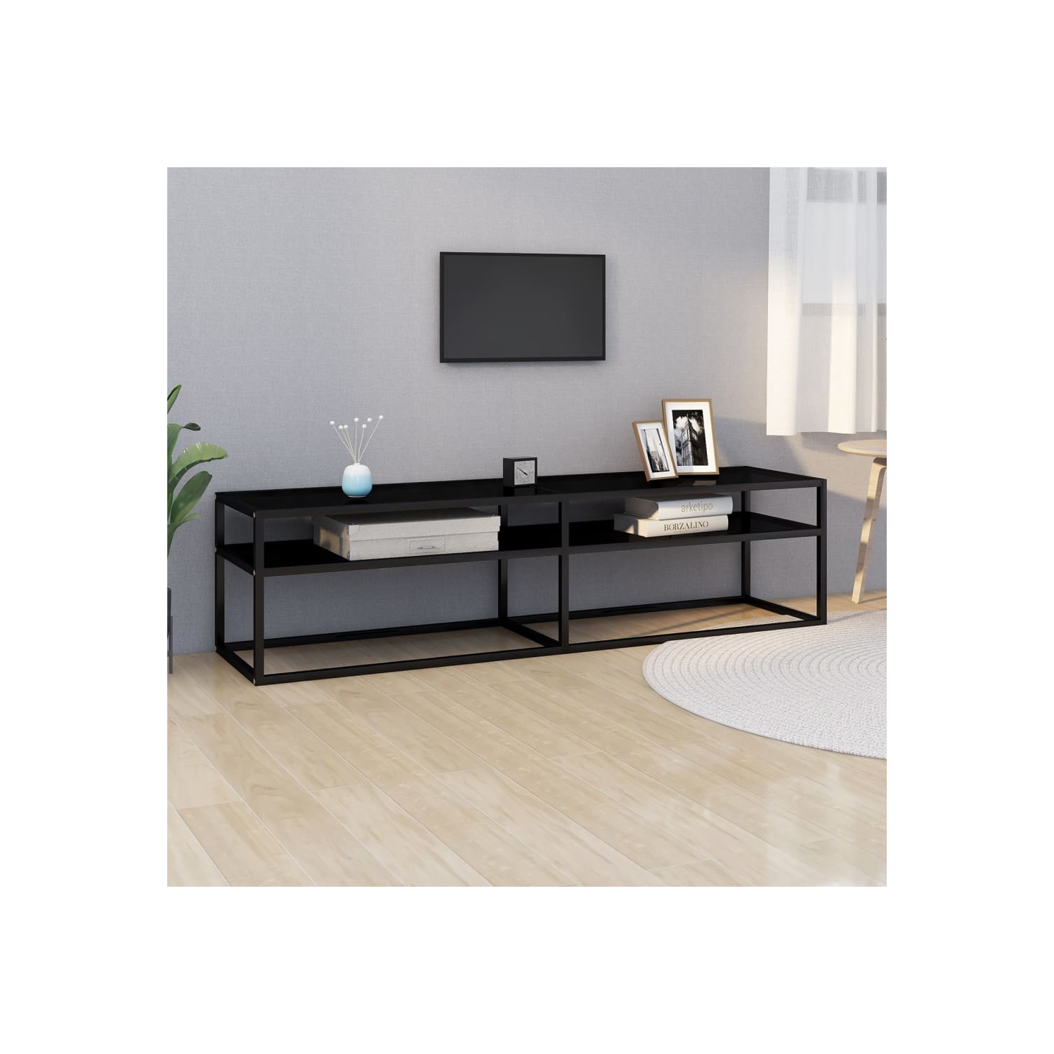 Meuble pour téléviseur de vidaXL, noir, 160x40 x 40 x 40,5&nbsp;cm, verre trempé