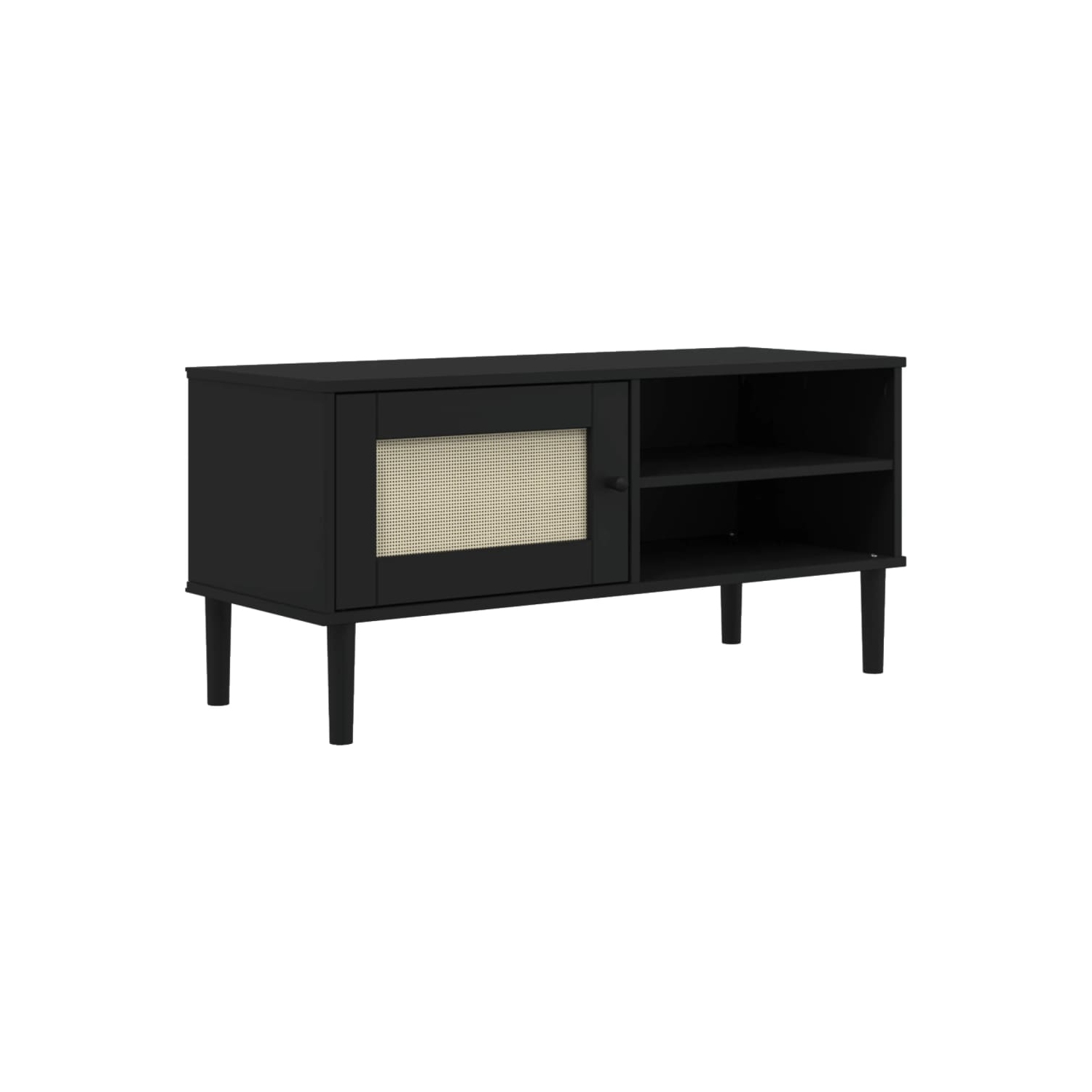 vidaXL TV Cabinet SENJA Rattan Look Black 106x40x49cm Solid Wood Pine