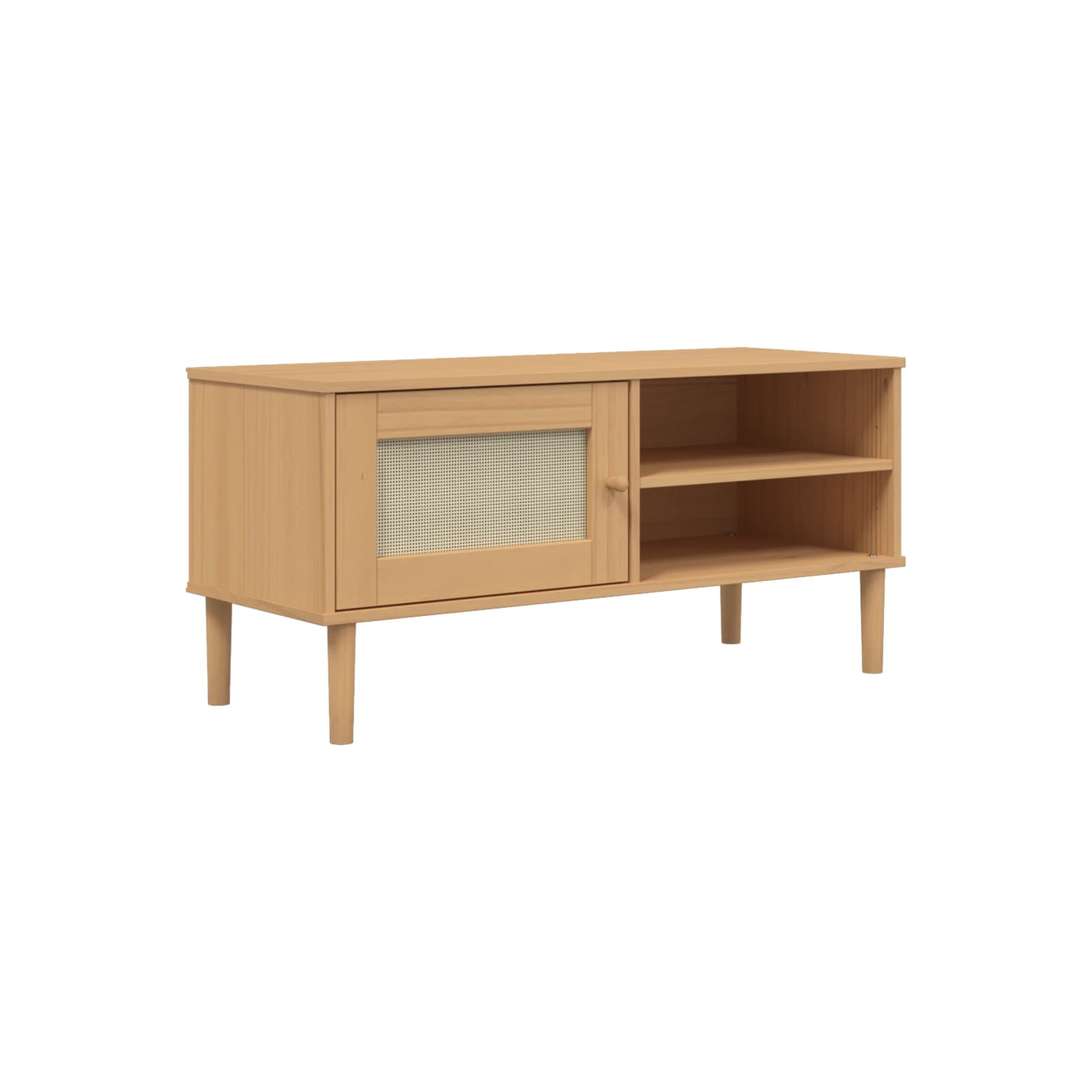 vidaXL TV Cabinet SENJA Rattan Look Brown 106x40x49cm Solid Wood Pine