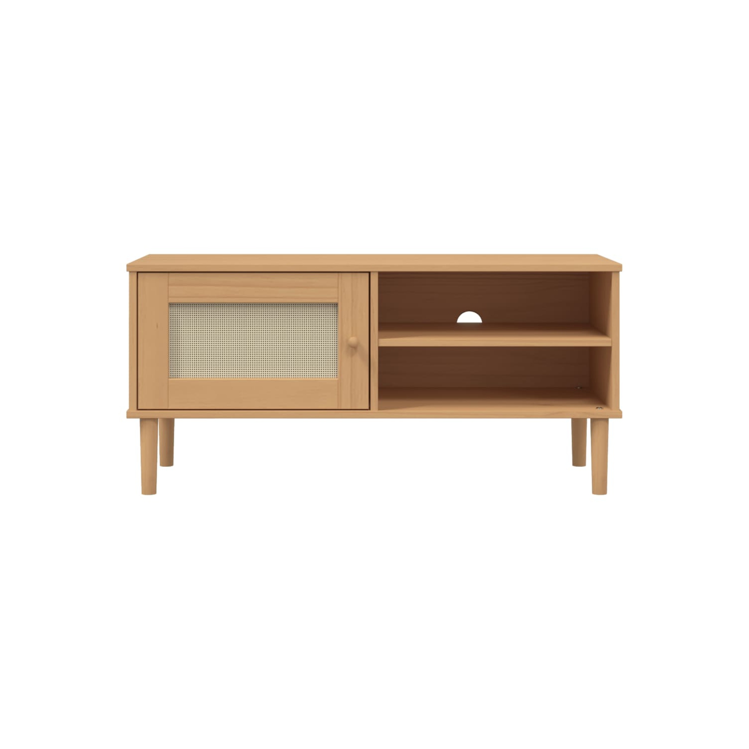 vidaXL TV Cabinet SENJA Rattan Look Brown 106x40x49cm Solid Wood Pine
