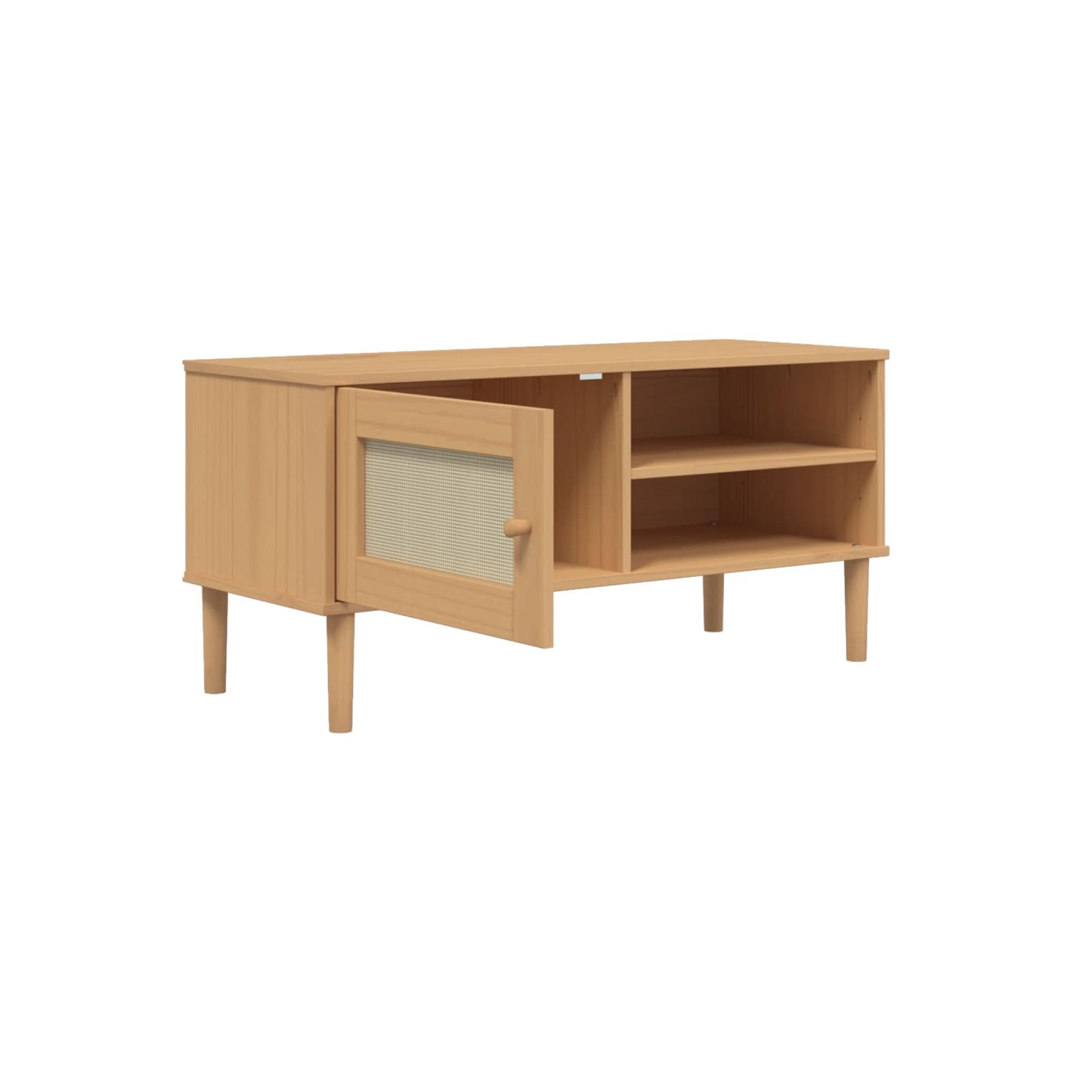 vidaXL TV Cabinet SENJA Rattan Look Brown 106x40x49cm Solid Wood Pine