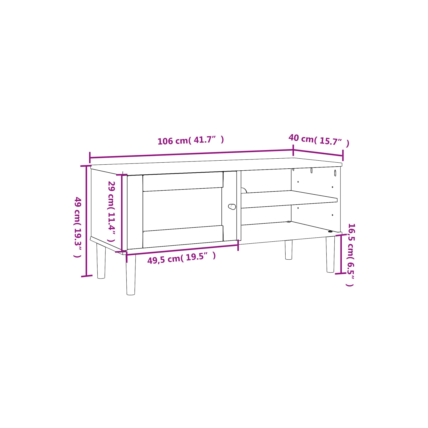 vidaXL TV Cabinet SENJA Rattan Look Brown 106x40x49cm Solid Wood Pine