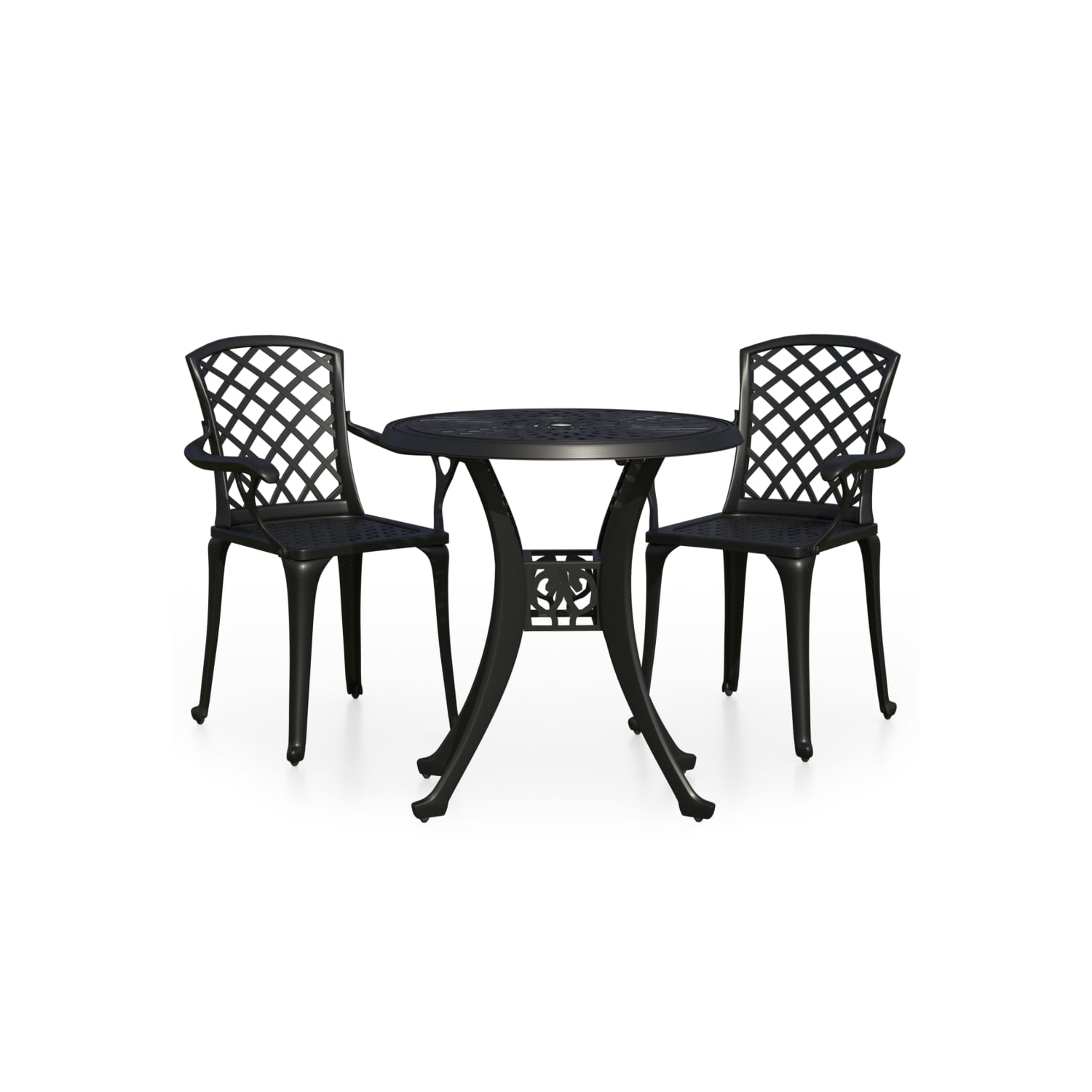 vidaXL 3 Piece Bistro Set Cast Aluminium Black